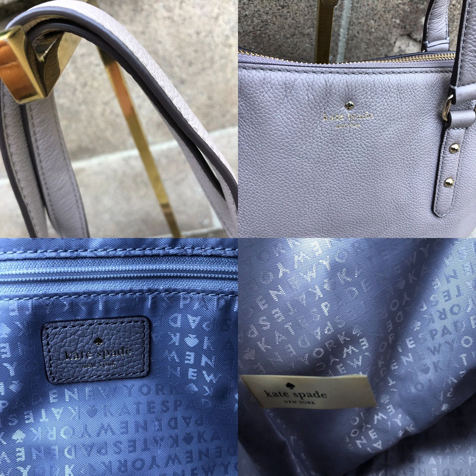 Vintage KATE SPADE Penny Larchmont Avenue Tote Purse Beige Leather Shoulder Hand Bag Women's Large 16 W x 10 H x 5 D Size ONE SIZE - 9 Thumbnail