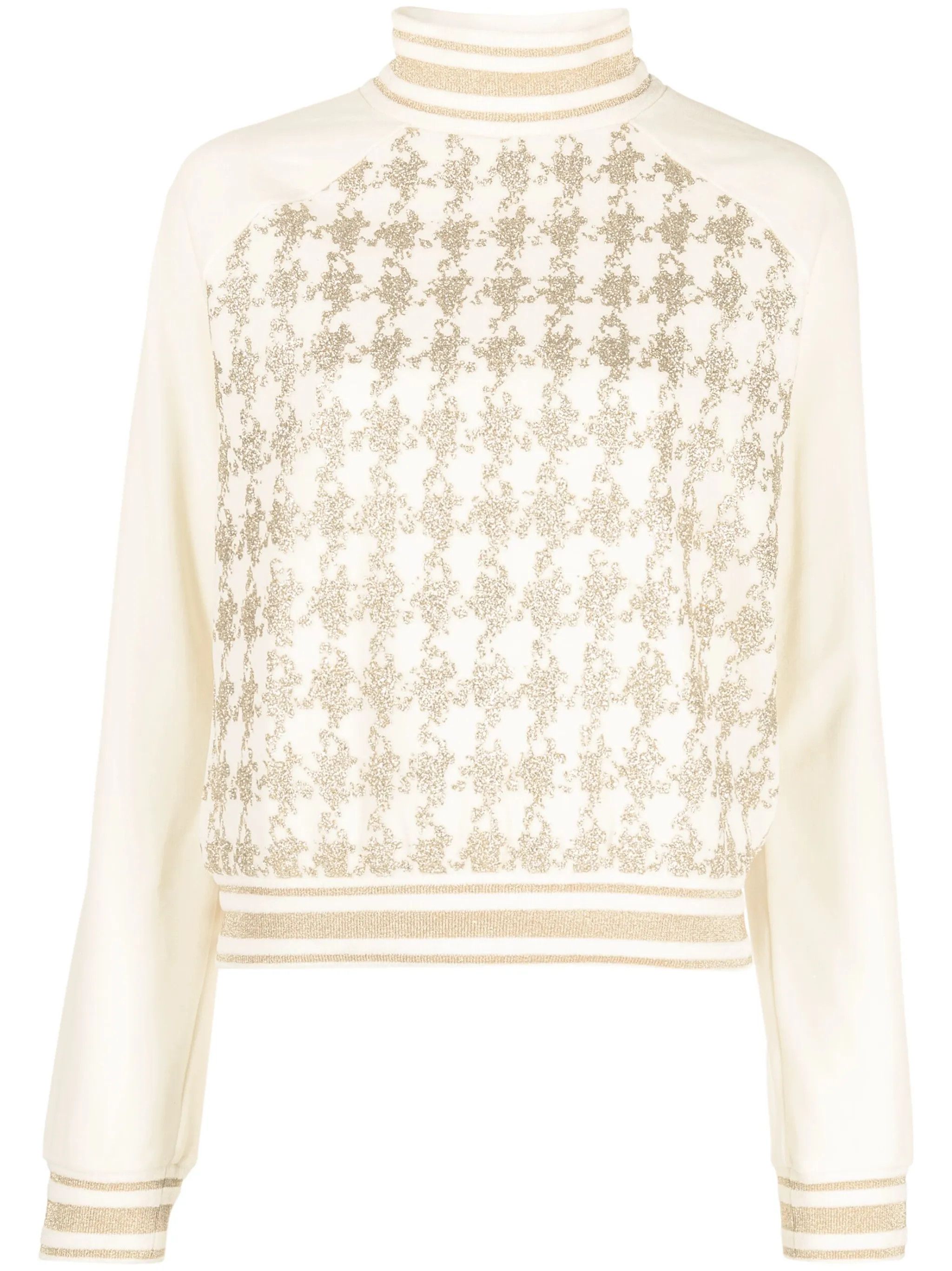 Balmain o1y0625 Glitter Sweatshirt in Ivory Size M / US 6-8 / IT 42-44 - 1 Thumbnail