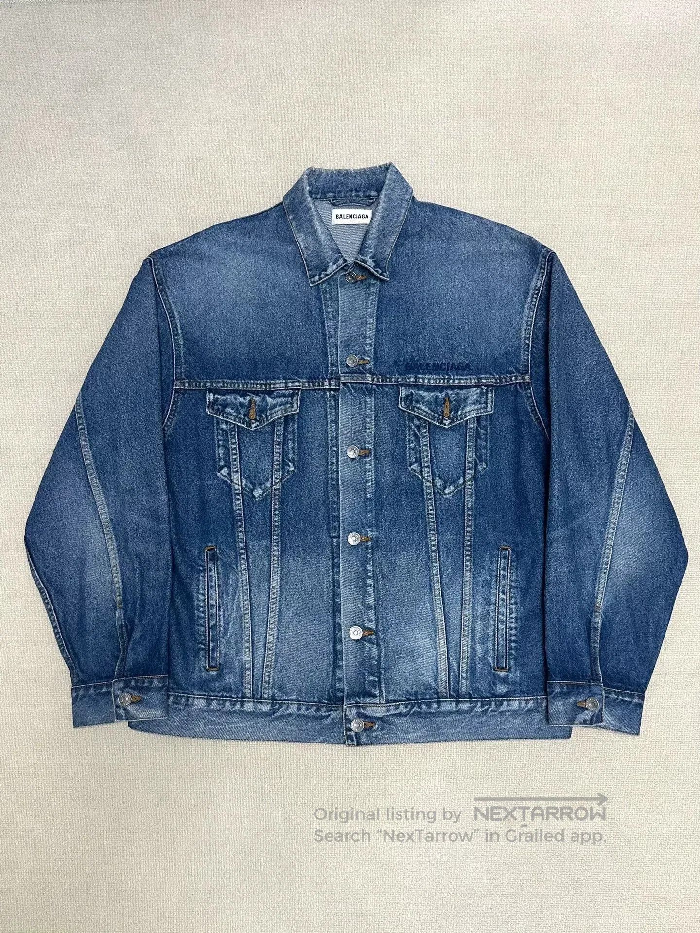 Balenciaga Balenciaga Distressed Embroidered Logo Denim Jacket. Size XXS / US 00 / IT 34 - 3 Thumbnail
