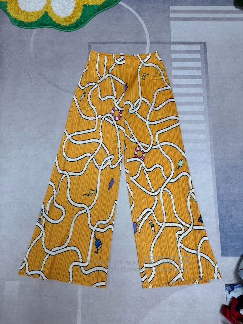 Issey Miyake Yellow Wide-Leg Pants