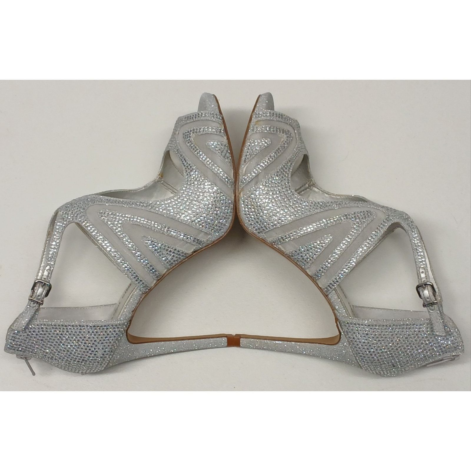 Other Gianni Bini (10M) Silver Rhinestone Stiletto High Heels Size US 10 / IT 40 - 4 Thumbnail