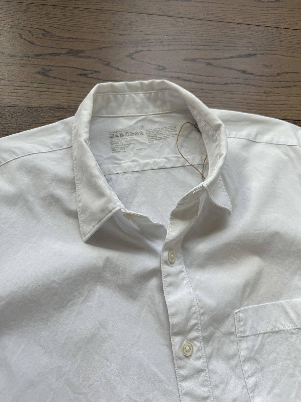 Muji MUJI Japan Organic Cotton Men Minimal Artist White Shirt Size US L / EU 52-54 / 3 - 7 Thumbnail
