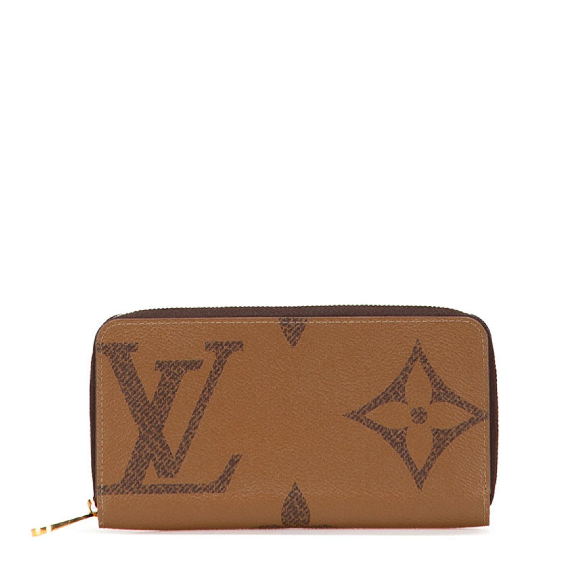 Louis Vuitton Louis Vuitton Monogram Giant Reverse Long Wallet with Round Zipper, M69353, Brown Leather, Women's, LOUIS VUITTON Size ONE SIZE - 1 Thumbnail