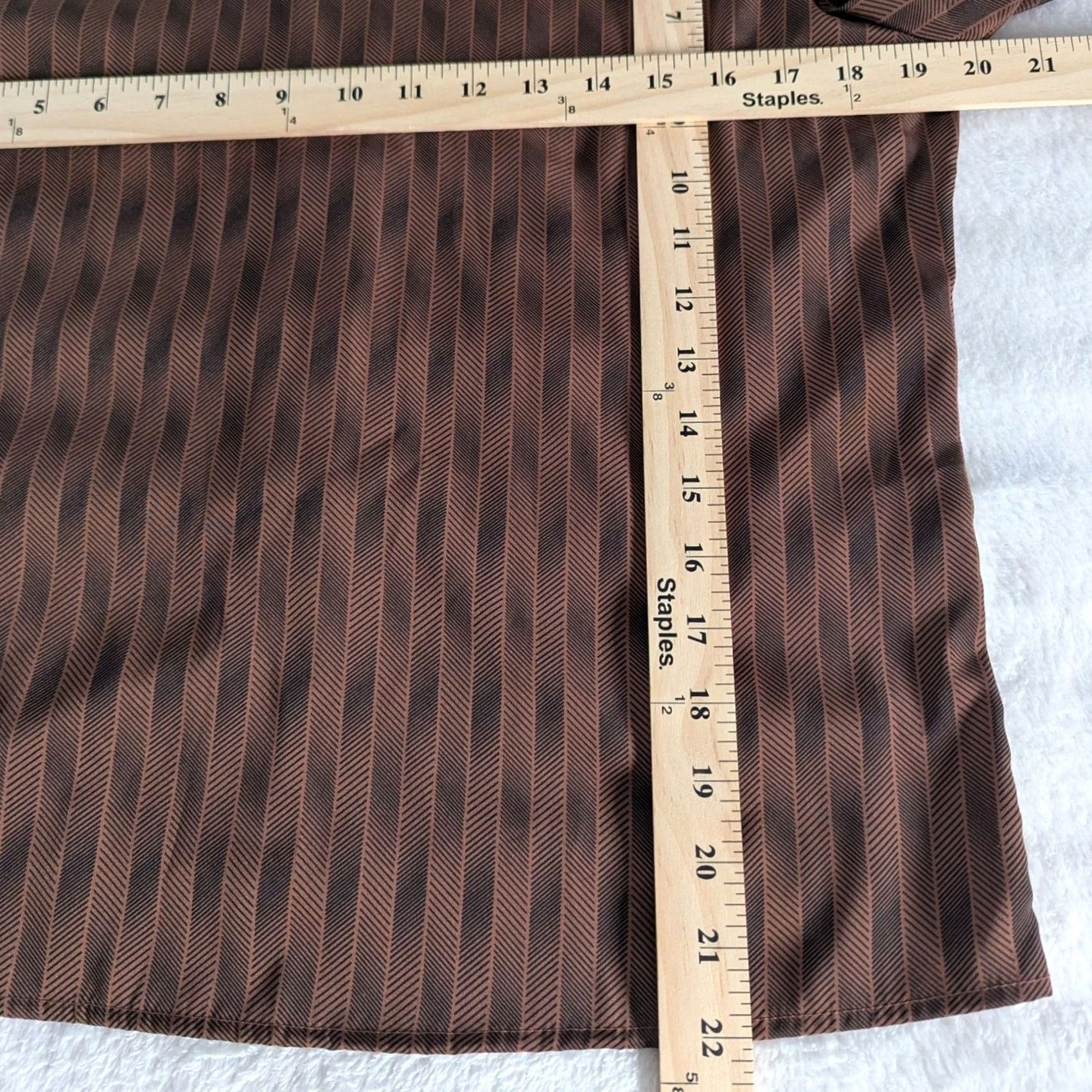 Vintage VINTAGE Jonathan Martin Blouse Striped Mock Neck Puff Sleeve Brown Womens Sz 9/10 Size M / US 6-8 / IT 42-44 - 4 Thumbnail