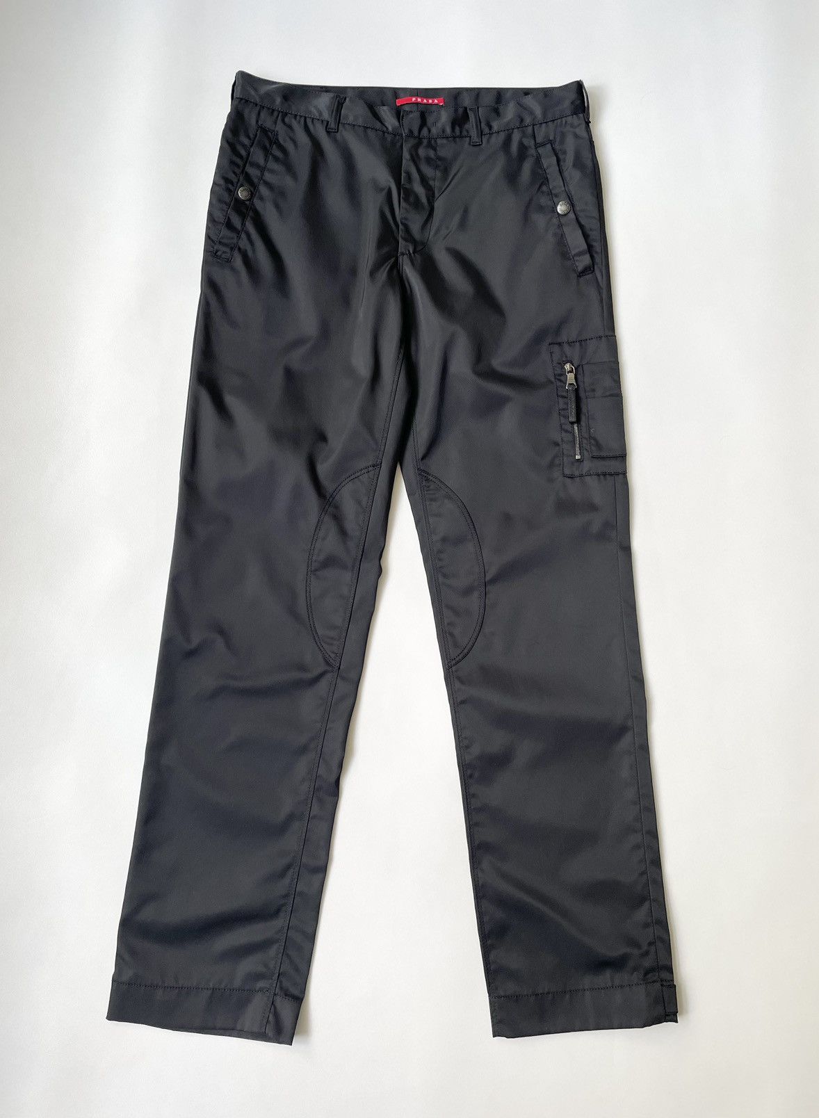 image of Prada A/w 06 Black Nylon Ma-1 Cargo Trousers, Men's (Size 32)
