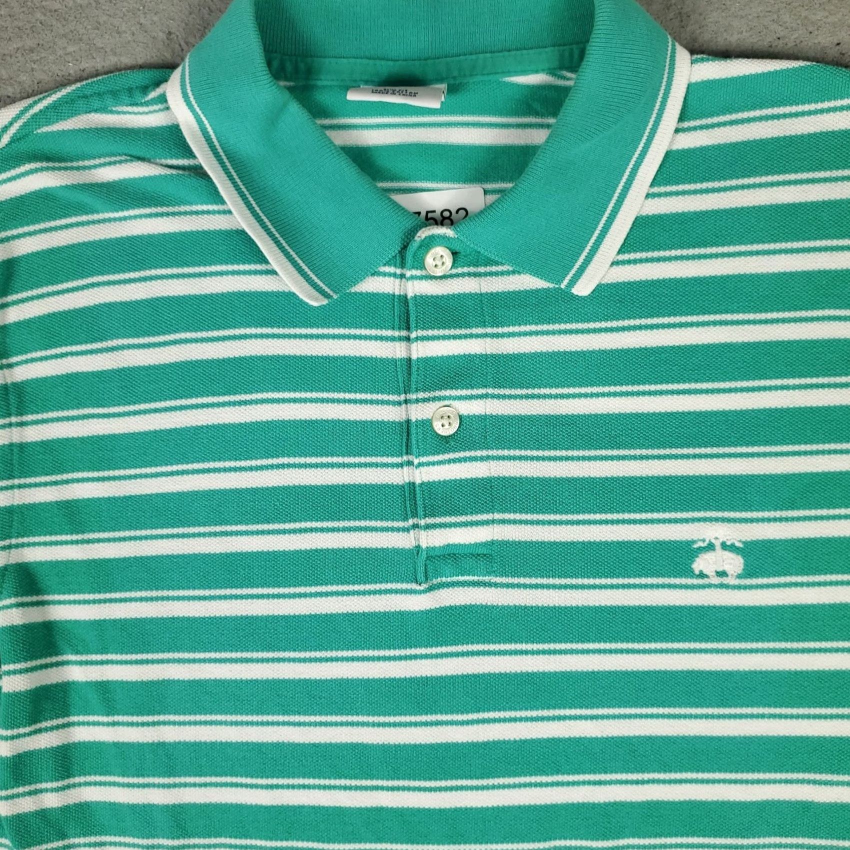 Brooks Brothers Brooks Brothers Polo Shirt Mens S Green Striped Short Sleeve Polo Shirt Slim Fit Button Collar Classic Preppy Wide 1 Size US S / EU 44-46 / 1 - 2 Thumbnail