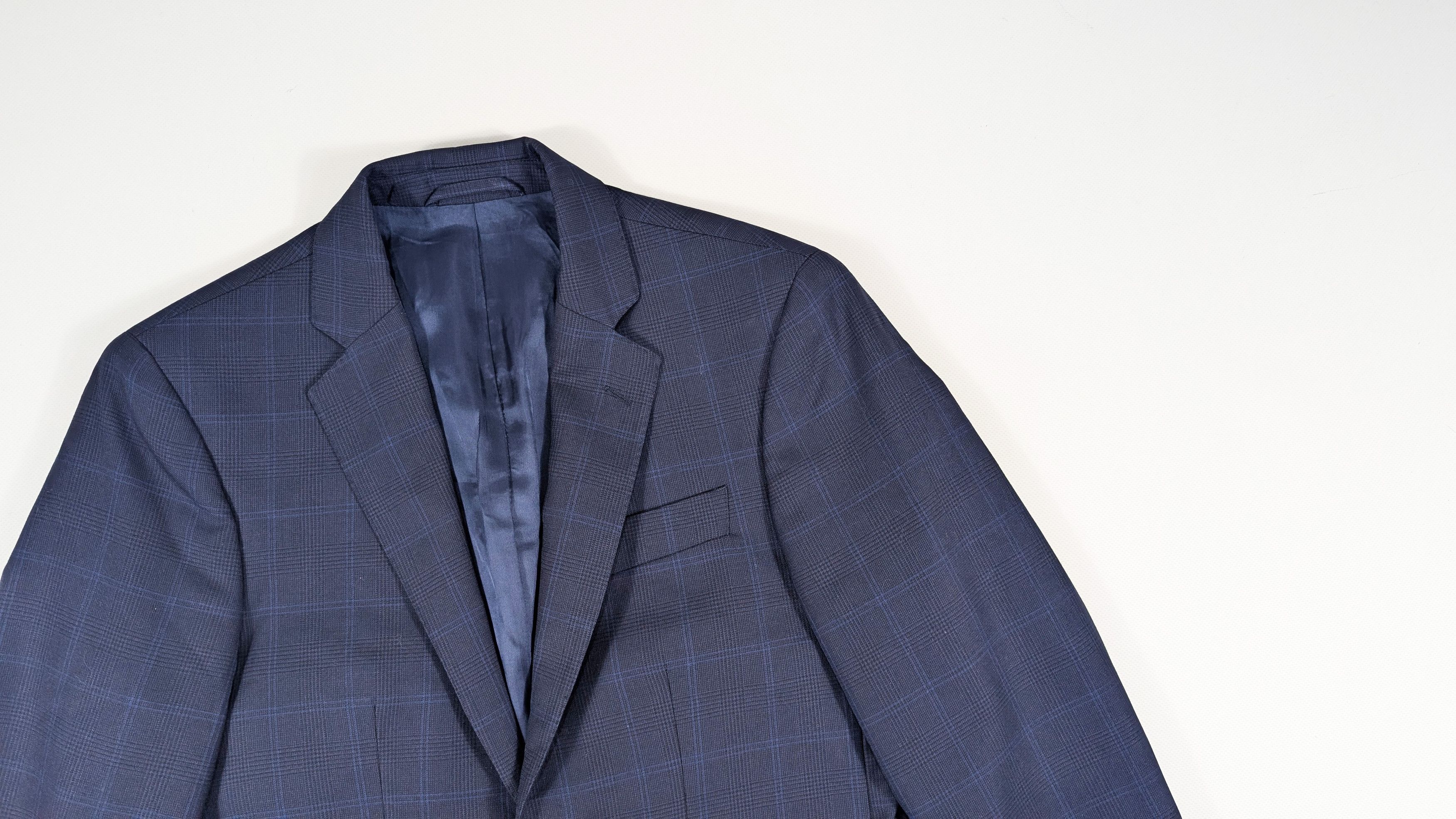 Hackett Hackett Tonal Pow Check Navy Blue Wool Suit Jacket Blazer Size 36R - 2 Thumbnail