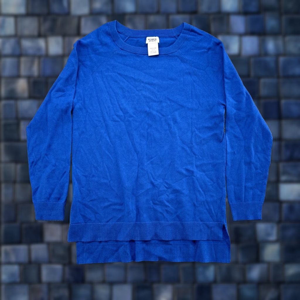 Vintage Monroe & Main Blue Long Sleeved Crew Neck Sweater Cashmere Blend Size M Womens Pullover Knit Casual Business Knitwear Size M / US 6-8 / IT 42-44 - 1 Thumbnail