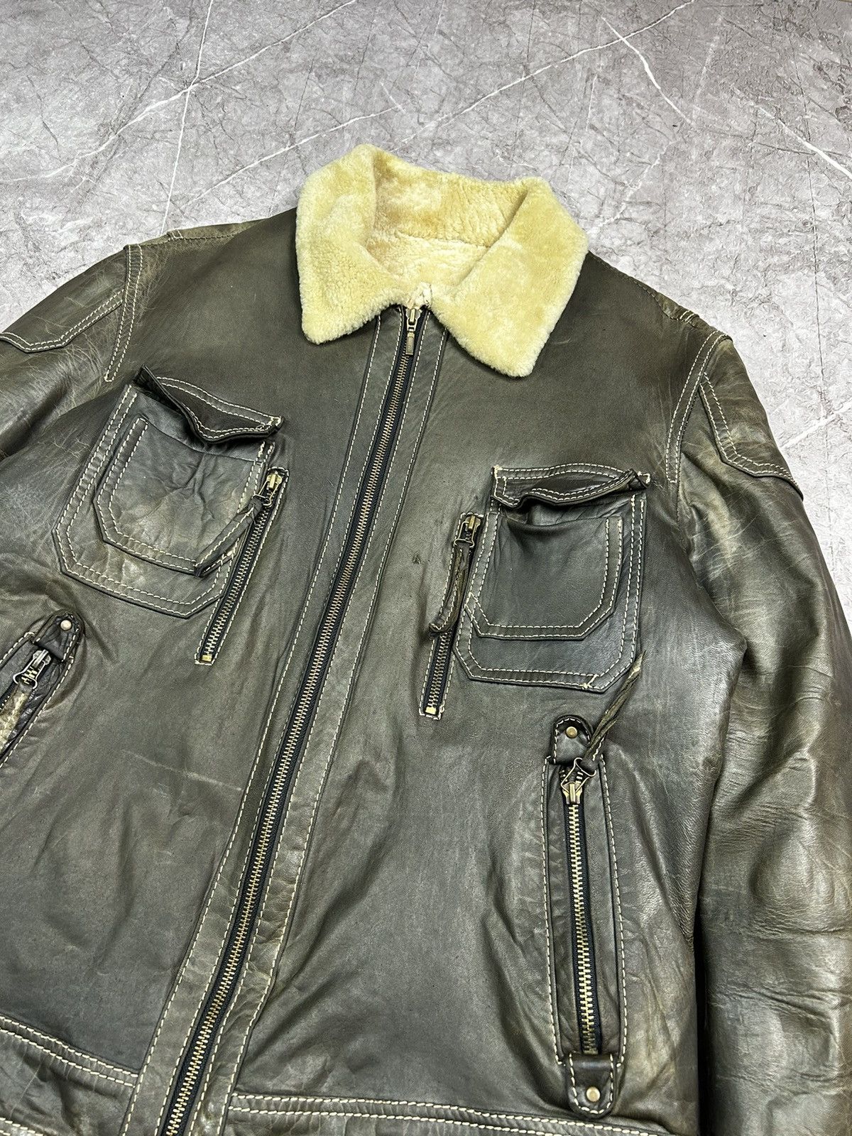 Vintage Leather Jacket faded crazy y2k Size US M / EU 48-50 / 2 - 8 Thumbnail