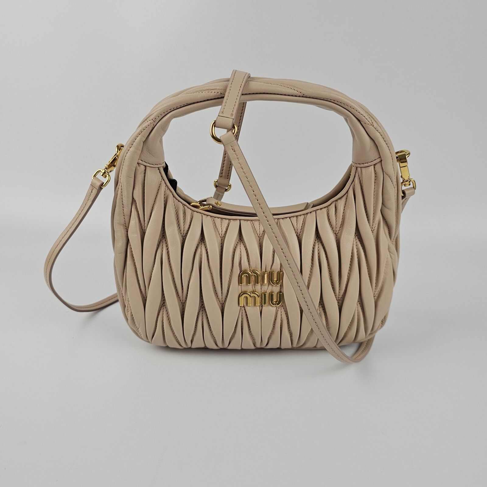 Miu Miu MIU MIU Wander Small $2750 Powder Pink Nappa Leather Hobo Ba Size ONE SIZE - 1 Thumbnail