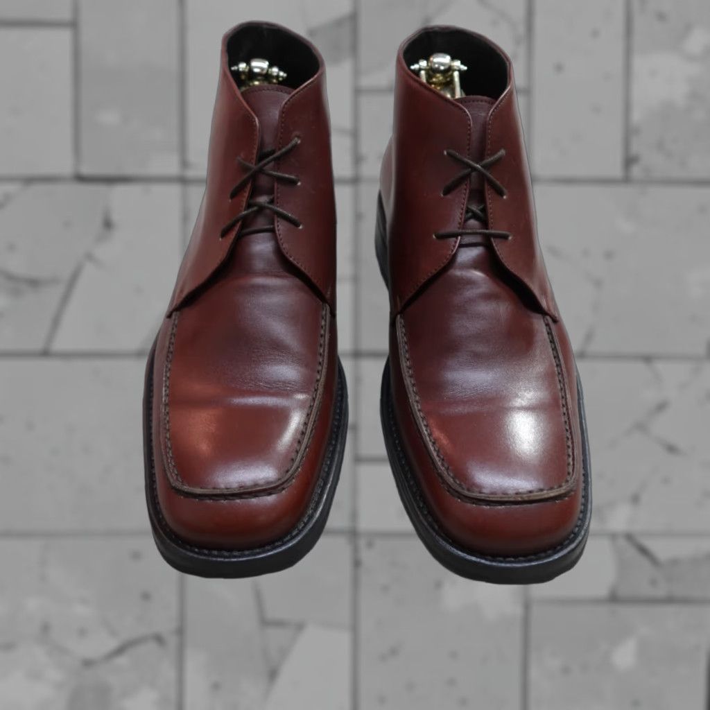 Vintage Barneys New York Boots Chelsea Chukka Leather Barneys New York Boots 13 Brown Red Apron Toe Ankle Square Toe Mens Barneys New York Boots Size US 13 / EU 46 - 1 Thumbnail