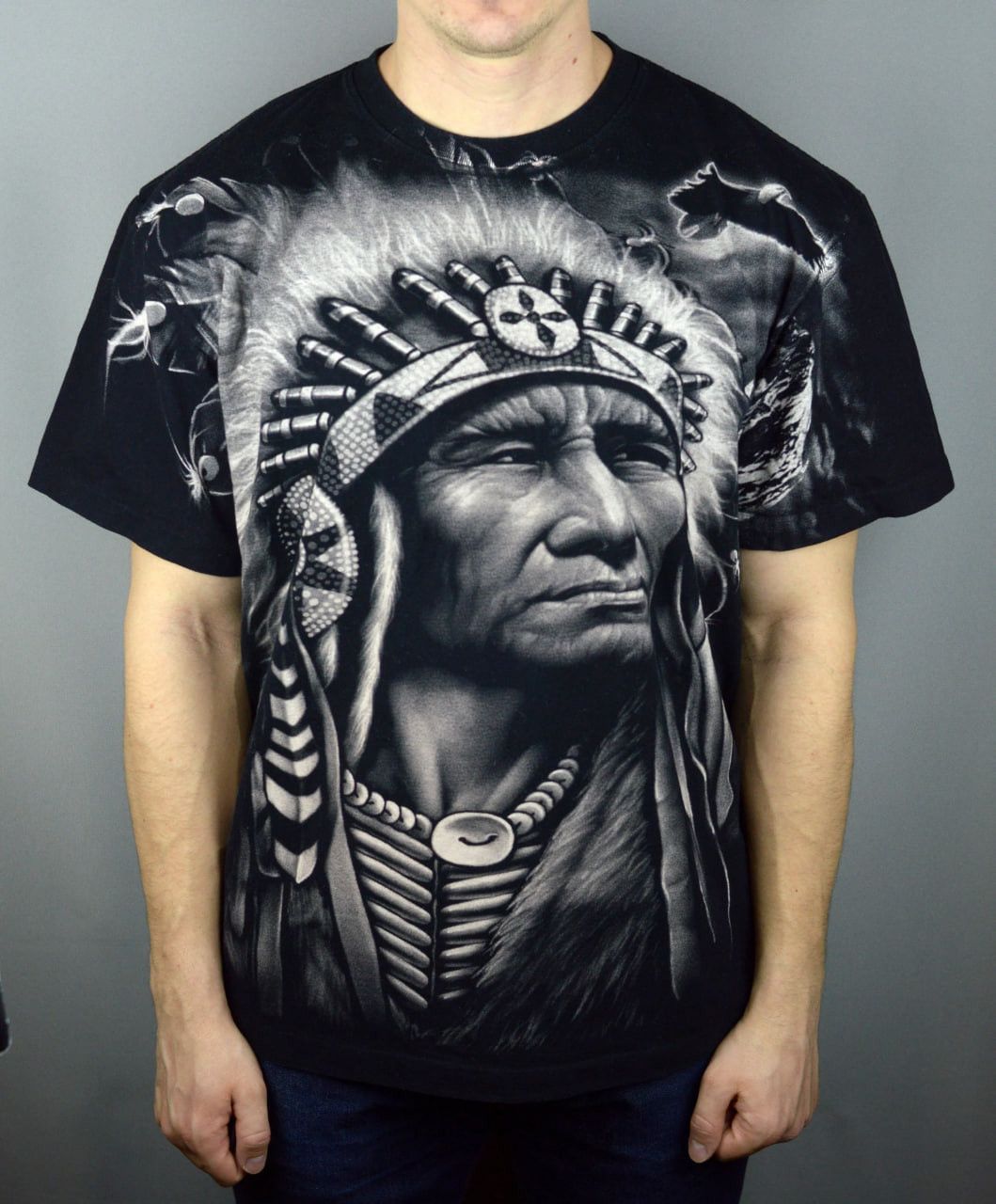 Vintage Vintage 90s Native Shaman Thunder full print t shirt Size US XL / EU 56 / 4 - 1 Thumbnail