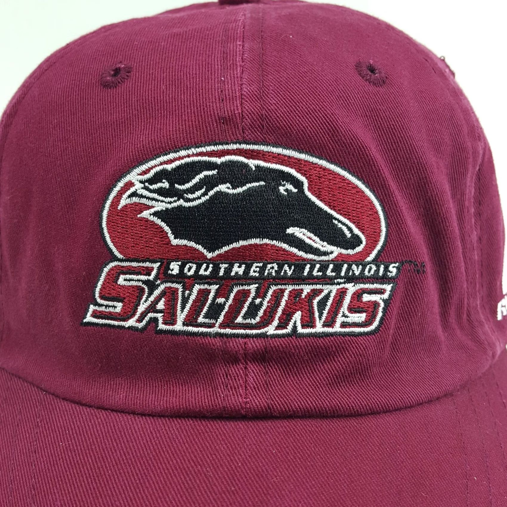 Russell Athletic VINTAGE Southern Illinois Salukis Hat Baseball Cap Russell Athletic NCAA College Adjustable Red Embroidered Solid Sports School 90s Mens Size ONE SIZE - 4 Thumbnail