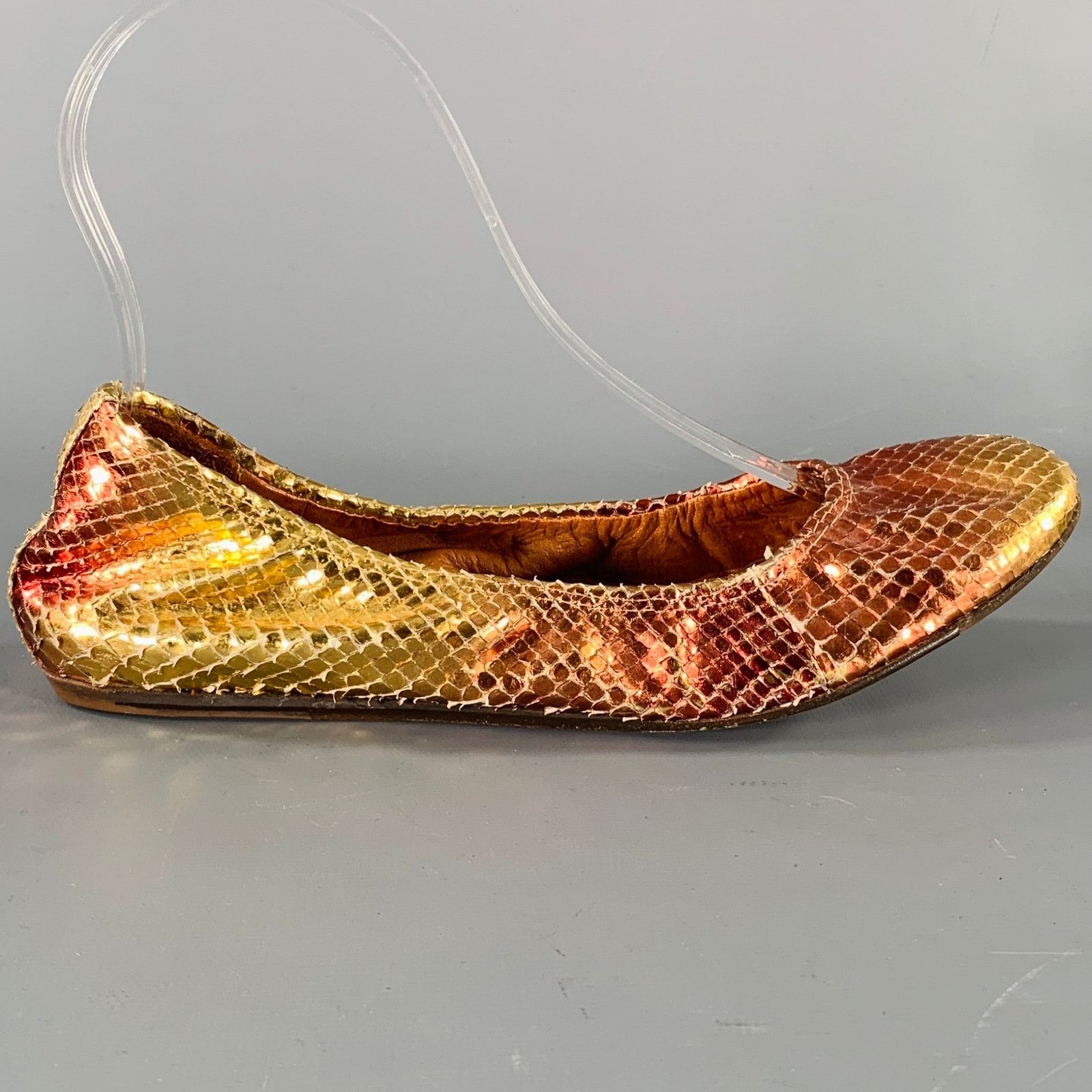 Lanvin LANVIN Size 6.5 Gold Pink Snake Skin Ballet Flats Size US 6.5 / IT 36.5 - 2 Thumbnail