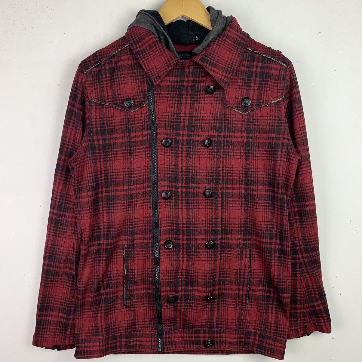 Vintage Japanese Brand Chekered Hoodies Jacket