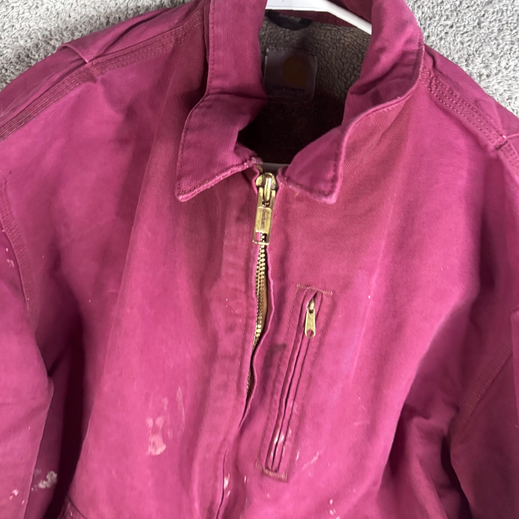 Carhartt VINTAGE Carhartt Jacket Mens XL Pink Canvas Duck Sherpa Lined Full Zip Workwear Bomber Size US XL / EU 56 / 4 - 6 Thumbnail