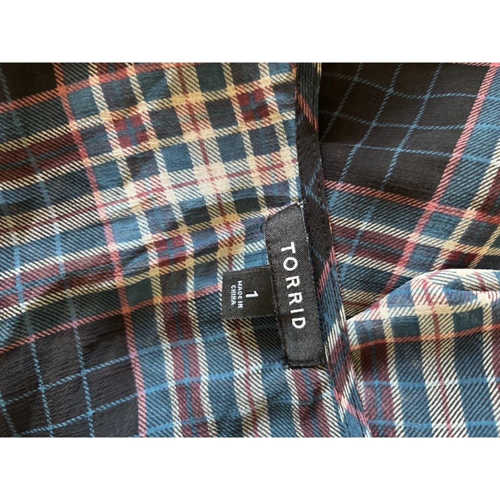 Other Torrid Memory Plaid Shirttail Kimono Lightweight Sheer Blue Size XL / US 12-14 / IT 48-50 - 7 Thumbnail