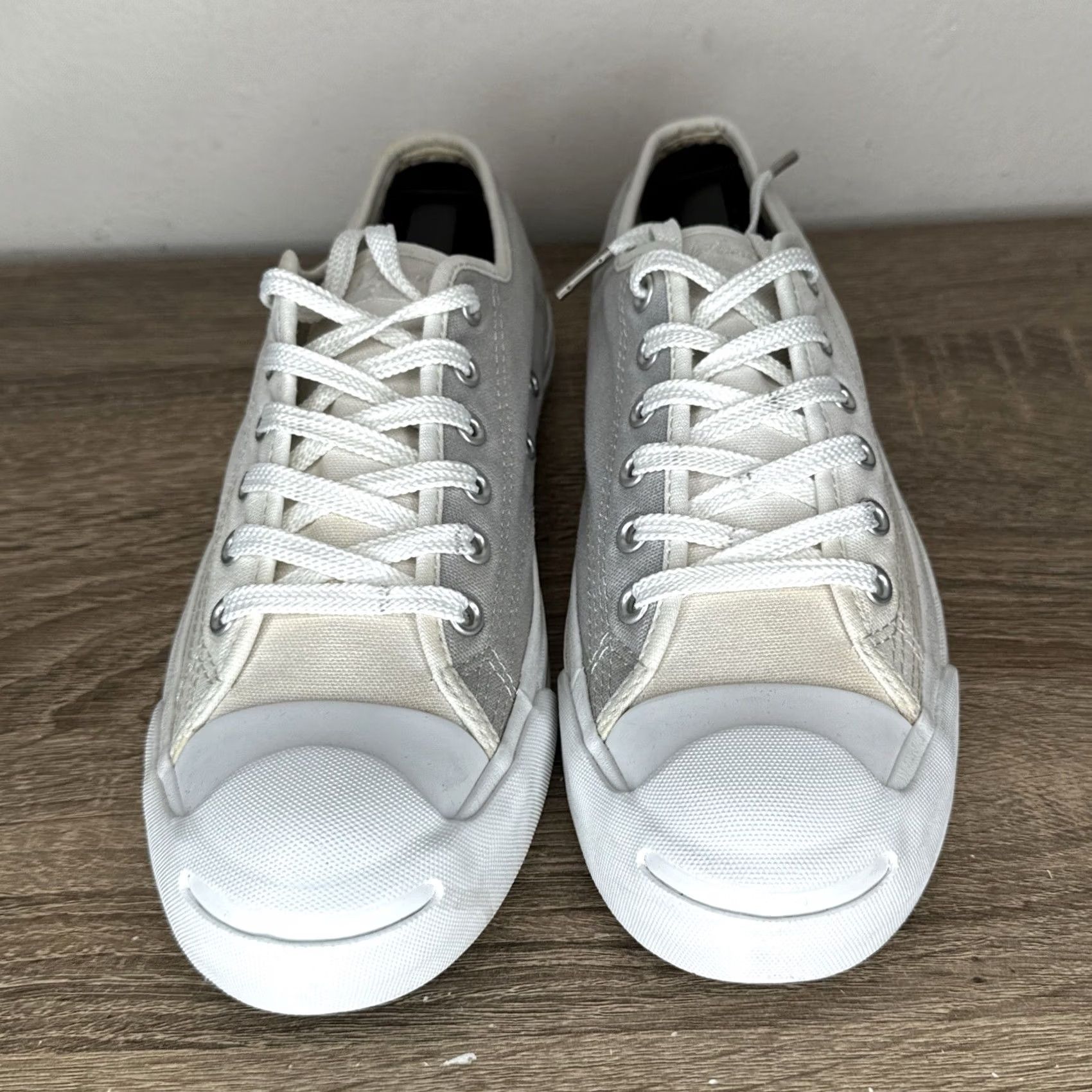 Converse Converse Jack Purcell Low White Gray Canvas Sneakers Mens 7 Womens 8.5 Size US 9 / IT 39 - 2 Thumbnail