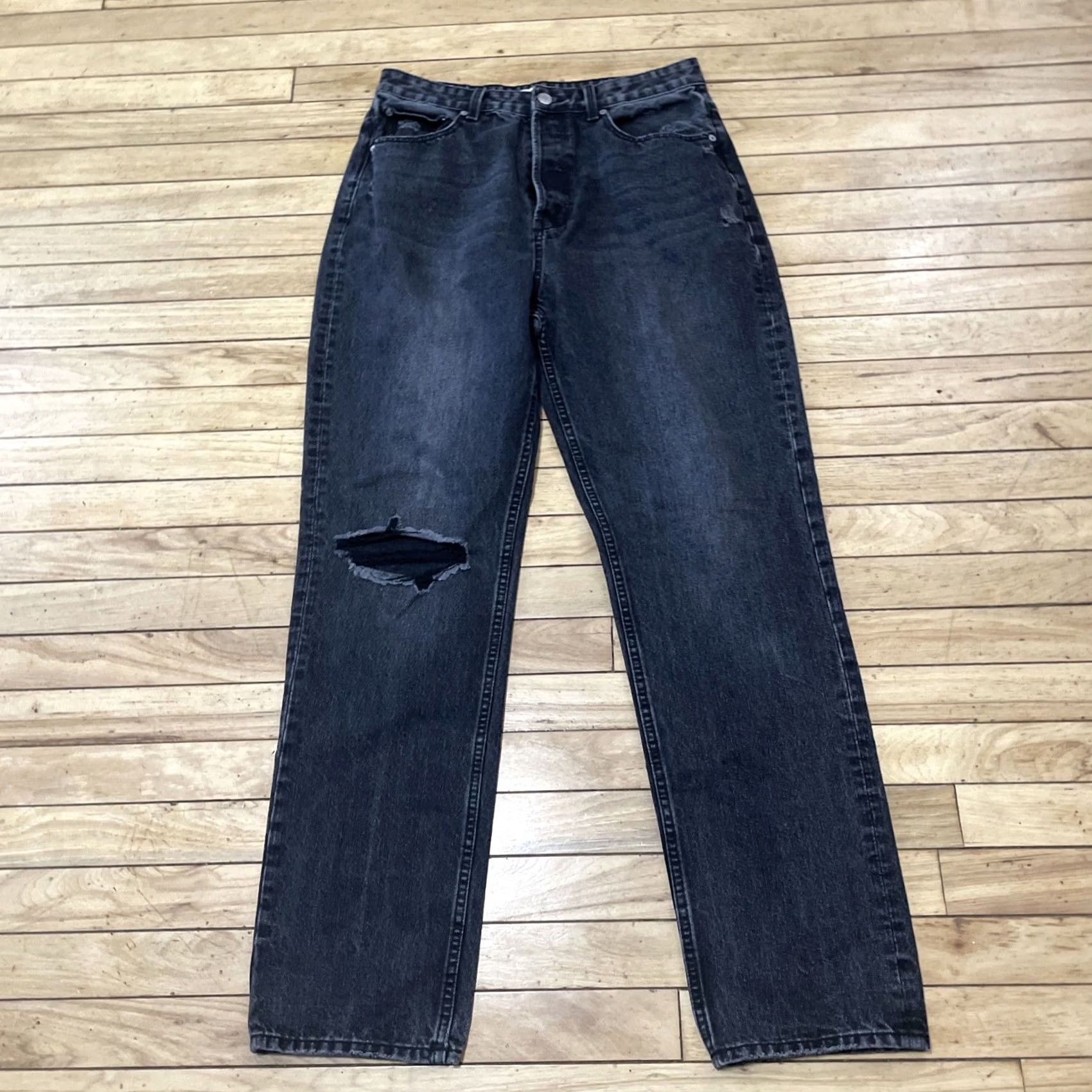 Denime VINTAGE ZGY Denim Adult 30 Hi Rise Relaxed Straight Black Distressed Street Denim 30x30 Size US 30 / EU 46 - 3 Thumbnail