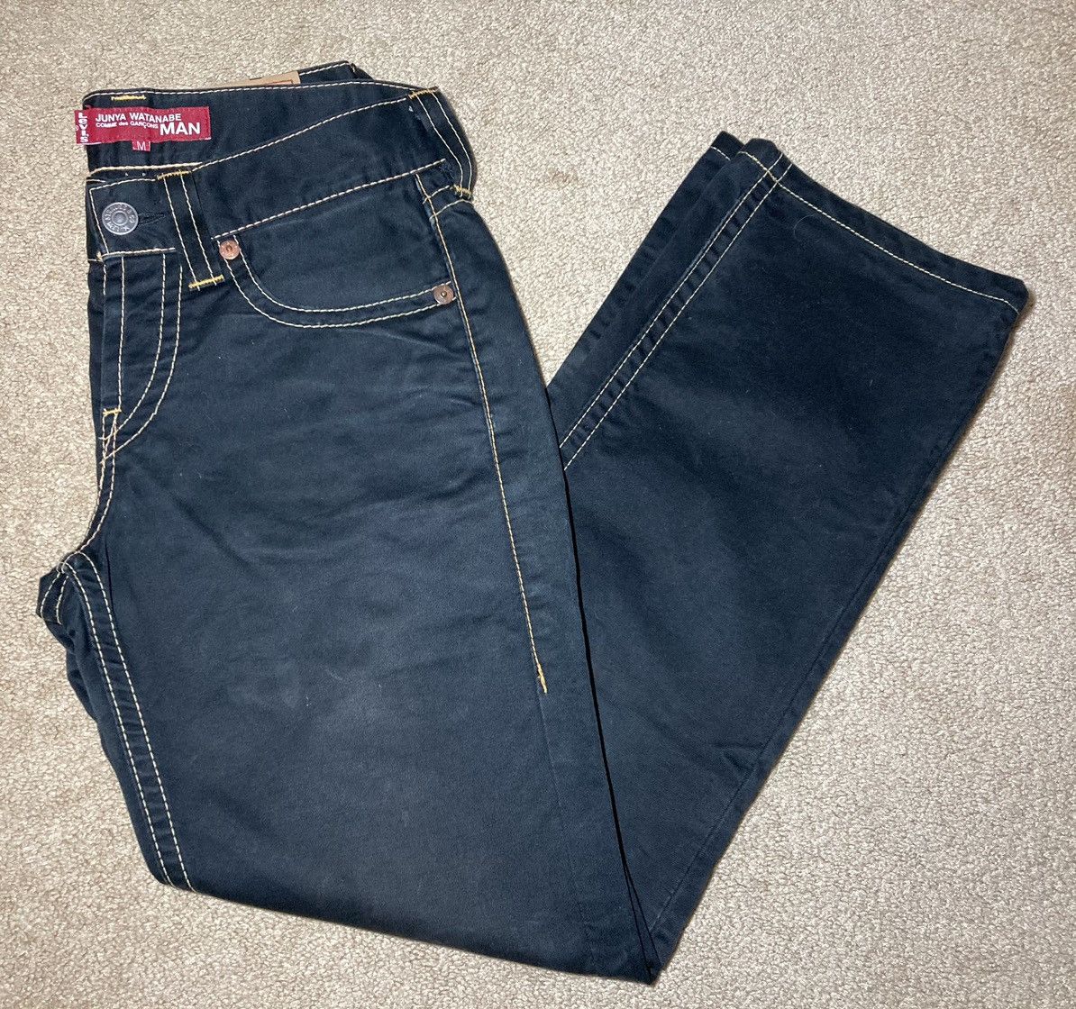 AW02 Junya Watanabe Contrast Stitch Black Pants Denim Medium
