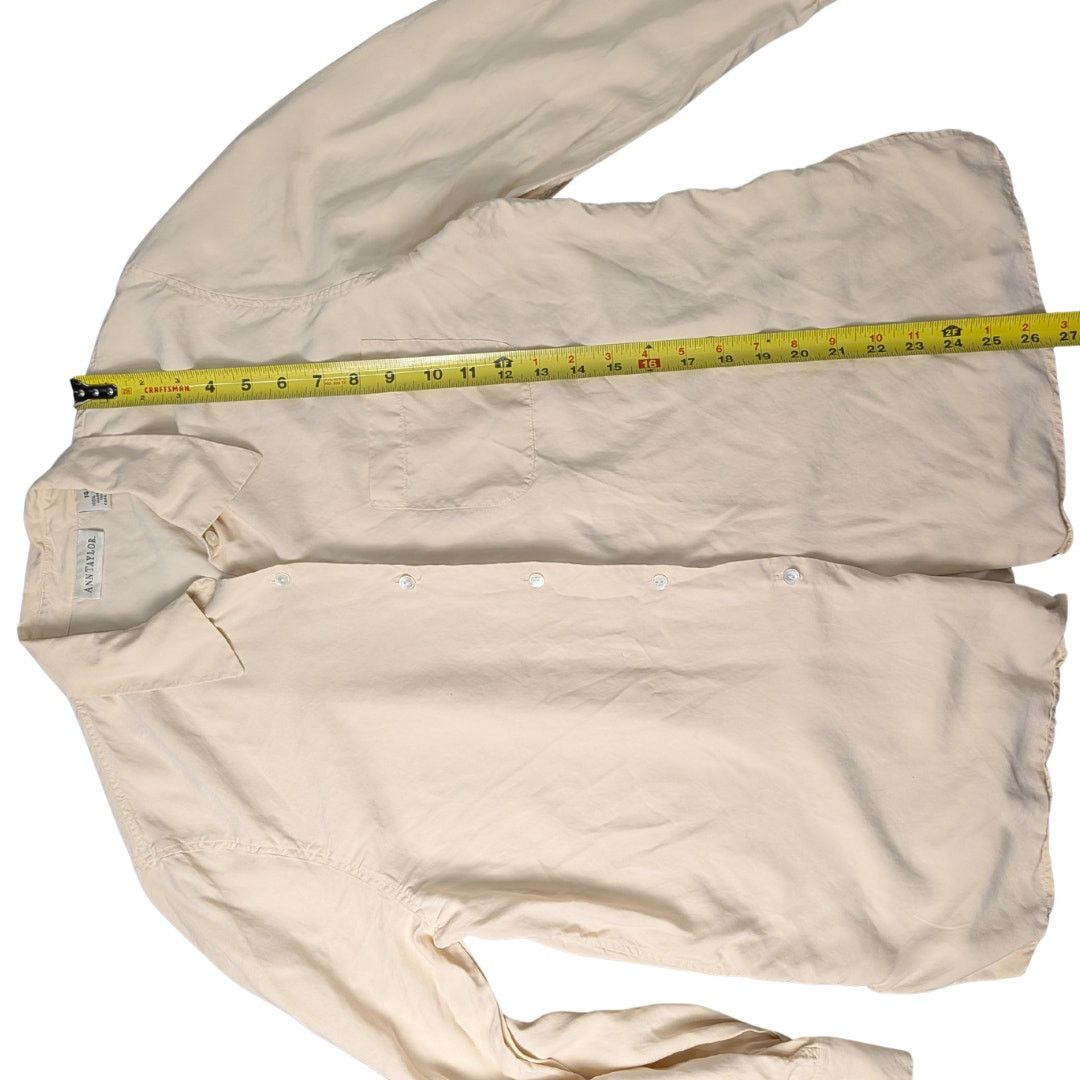 Ann Taylor Vintage Ann Taylor Silk Long-Sleeve Button-Down | Women's 14 Size XL / US 12-14 / IT 48-50 - 4 Thumbnail