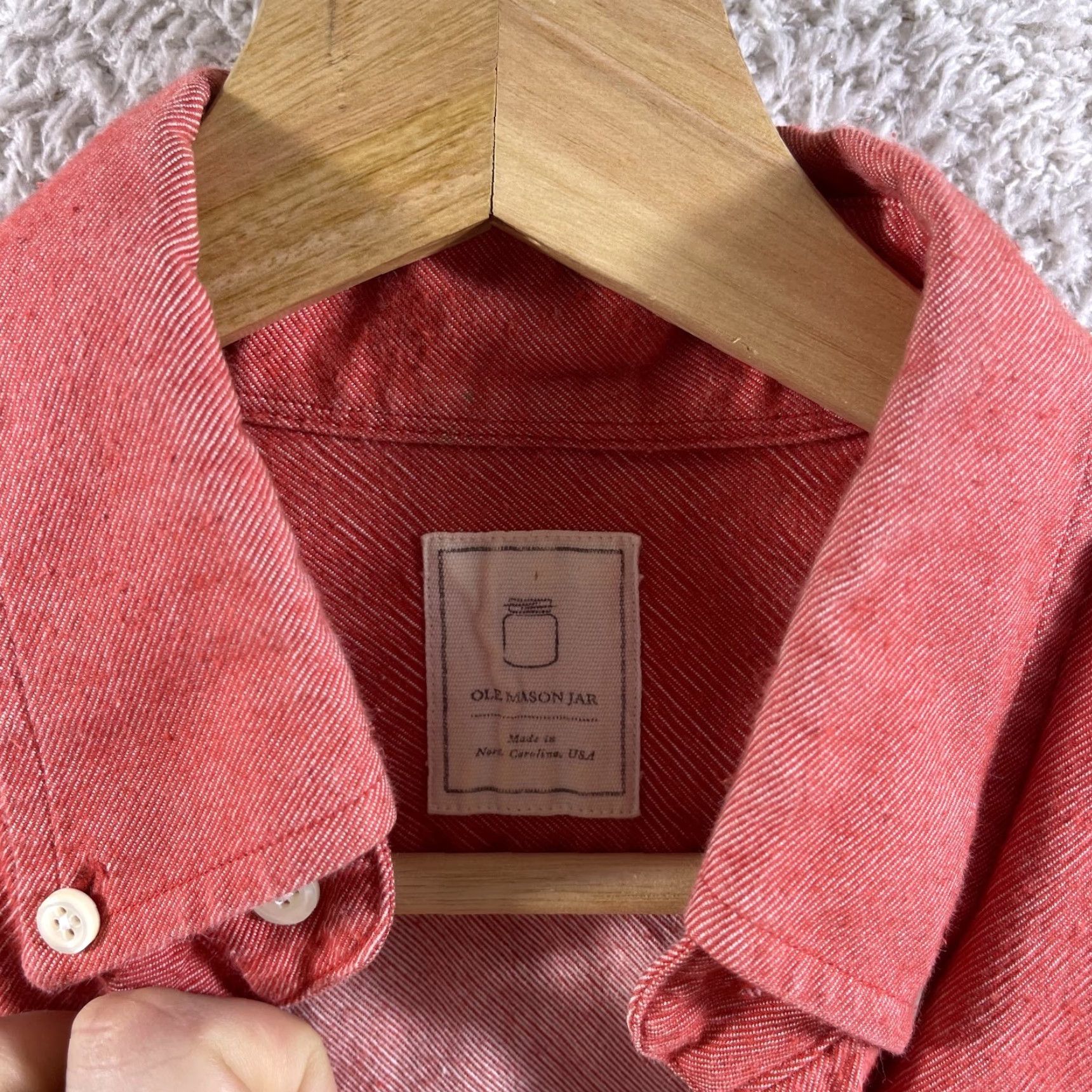 Vintage Ole Mason Jar Shirt Mens Small Red Button-Up Long Sleeve Made in USA Workwear Size US S / EU 44-46 / 1 - 3 Thumbnail