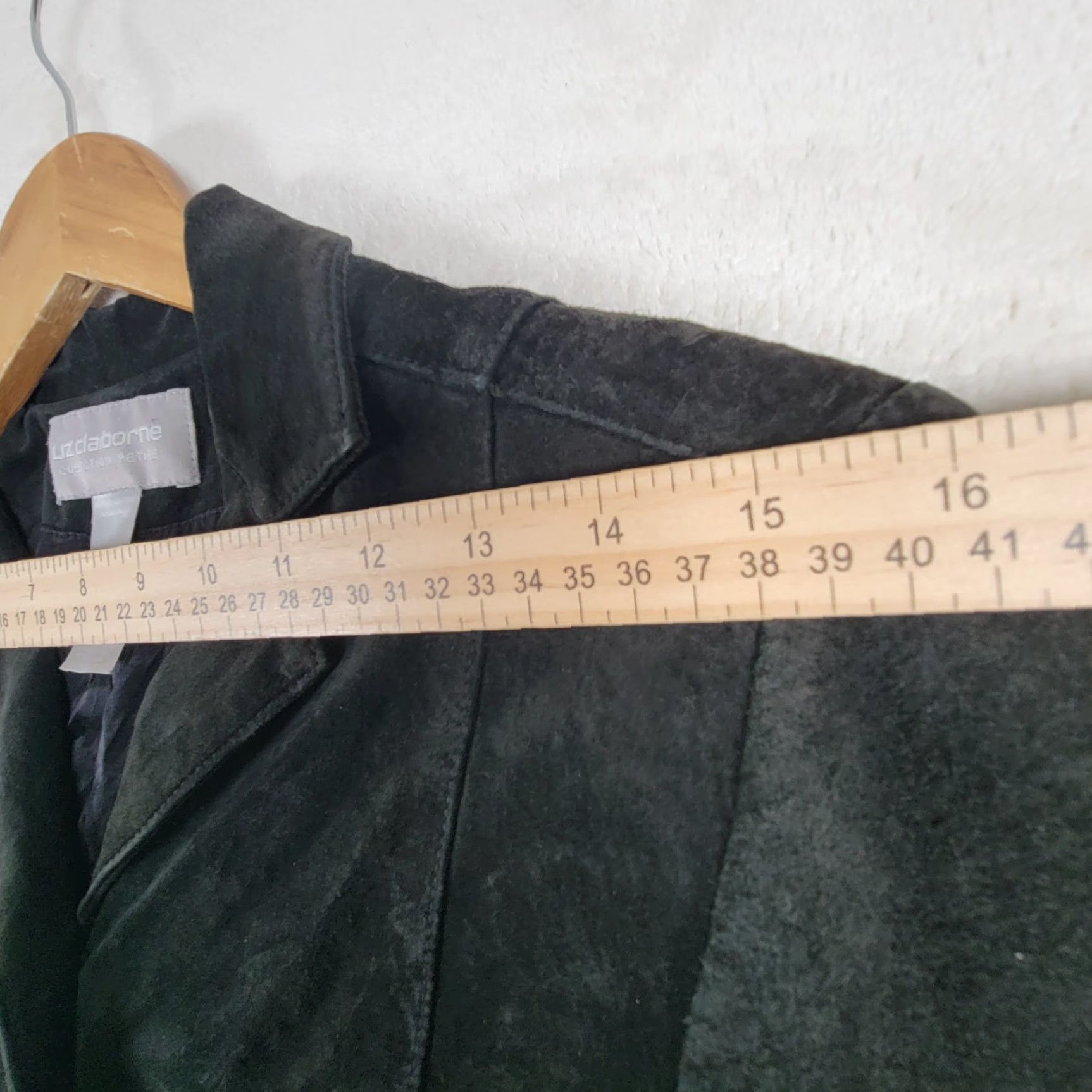 Liz Claiborne Liz Claiborne Blazer Jacket Women's PS Petite Black Suede Mid-Length Button Long Sleeve Lined Polyester City Casual Workwear Fall Winter Size S / US 4 / IT 40 - 6 Thumbnail