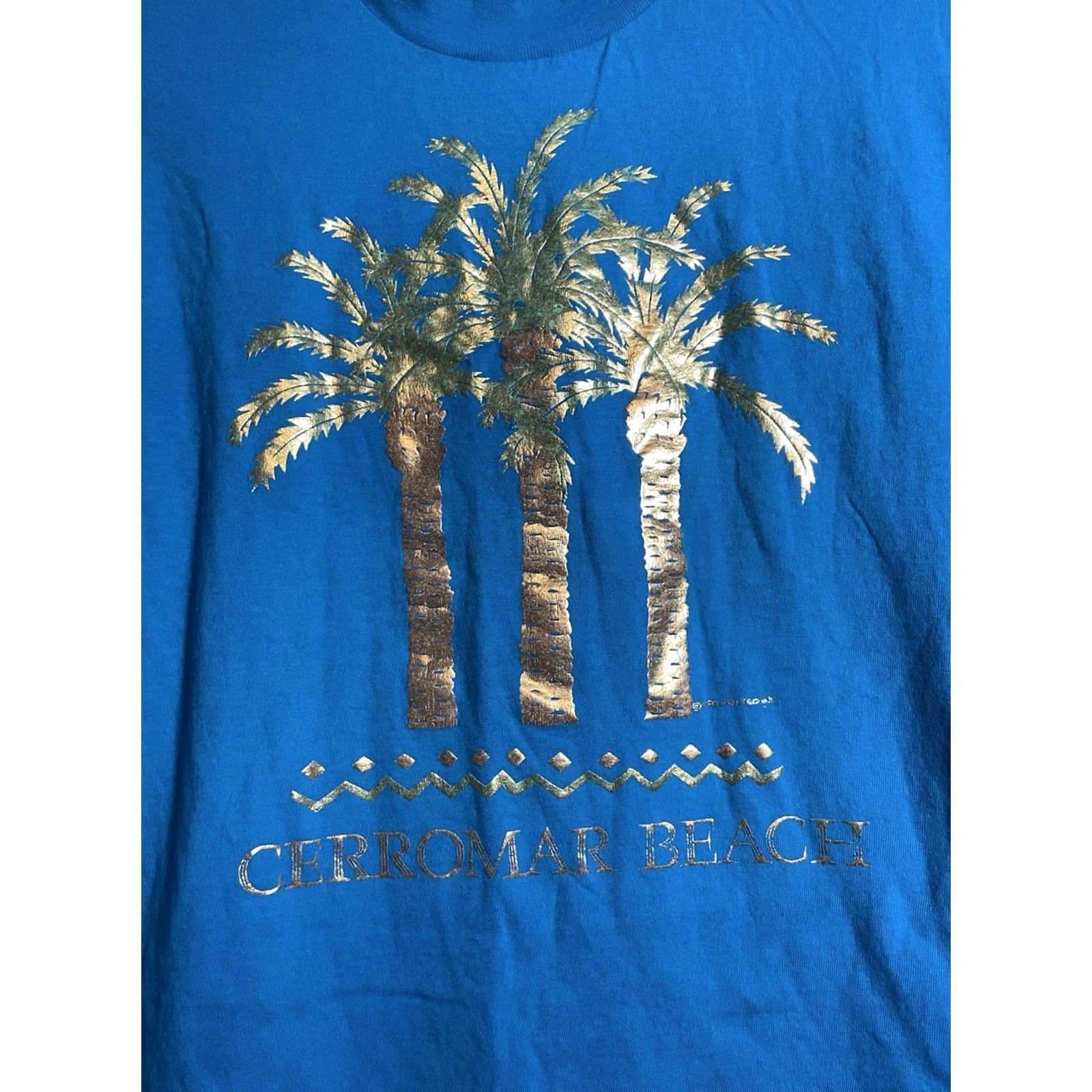 Hanes VINTAGE 90s Cerromar Beach Palm Trees Hanes Shirt Size L Blue Short Sleeve Knit T-Shirt Mens 90s Beach Neon Size US L / EU 52-54 / 3 - 3 Thumbnail