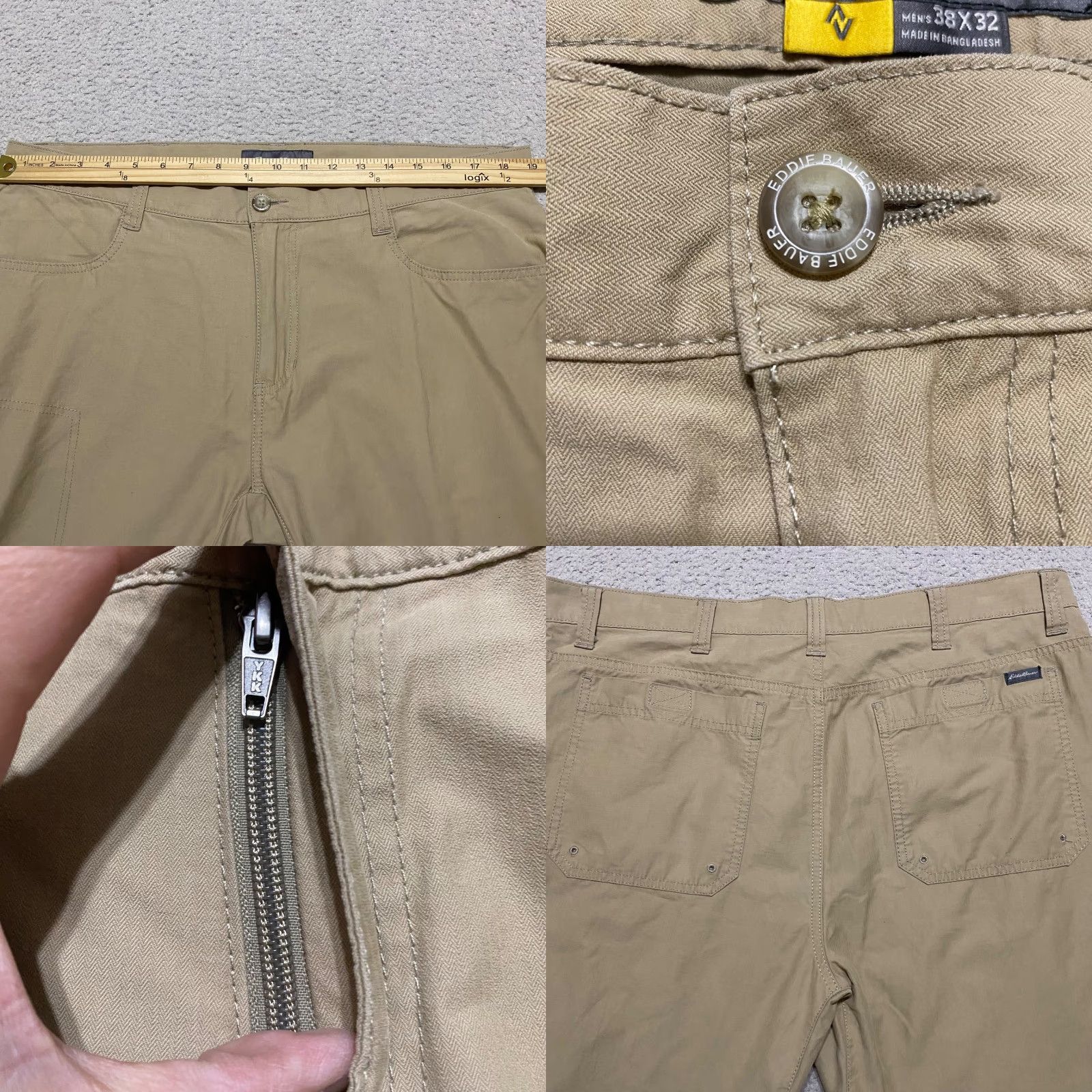 Eddie Bauer Eddie Bauer Travex Mens 38x32 Pants Beige Cotton Nylon Straight Chino 5-Pocket Logo Zip Button Flat Front Regular Vintage No Size US 38 / EU 54 - 8 Thumbnail