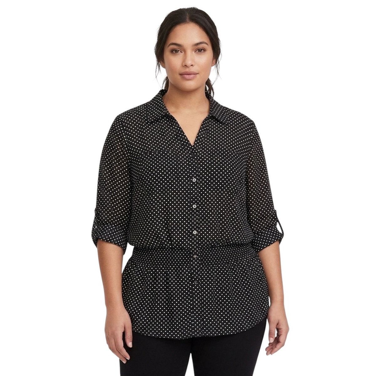 Other Notations Woman Plus Size buttoned polka dot peplum blouse Size 3XL / US 20-22 - 1 Thumbnail