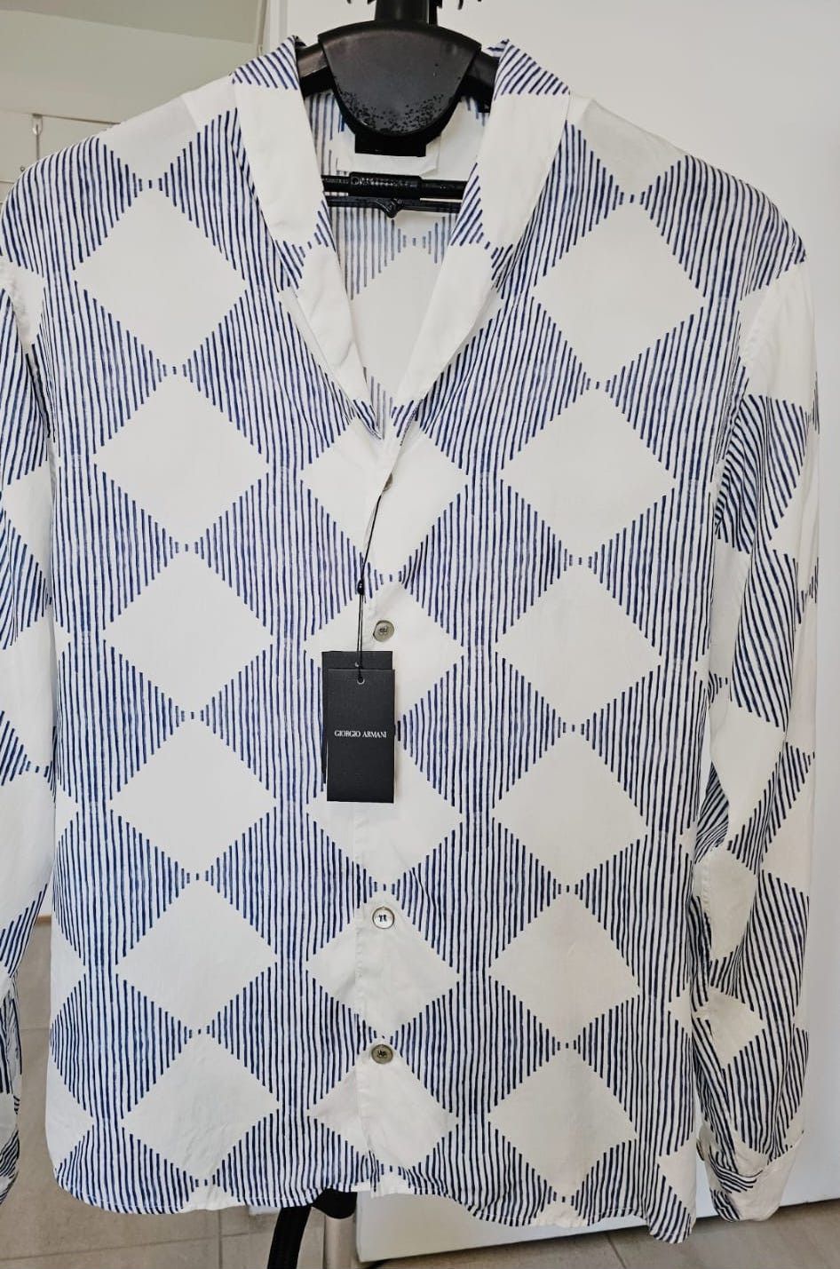Giorgio Armani Giorgio Armani Long Sleeve Diamond Geometric Shirt 41-16 Size US L / EU 52-54 / 3 - 1 Thumbnail