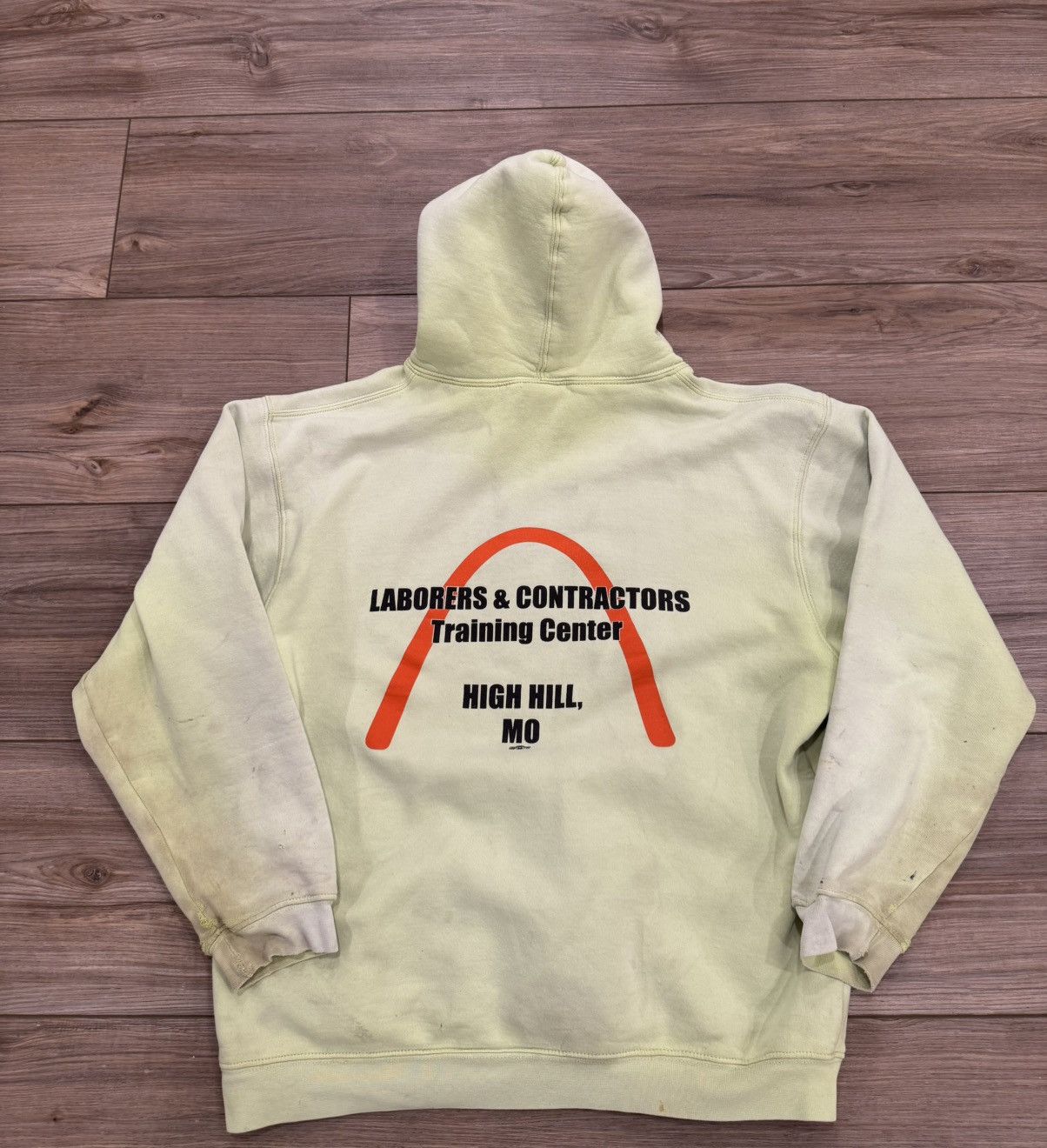 Vintage Vintage lime green distressed laborers hoodie Size US L / EU 52-54 / 3 - 4 Thumbnail