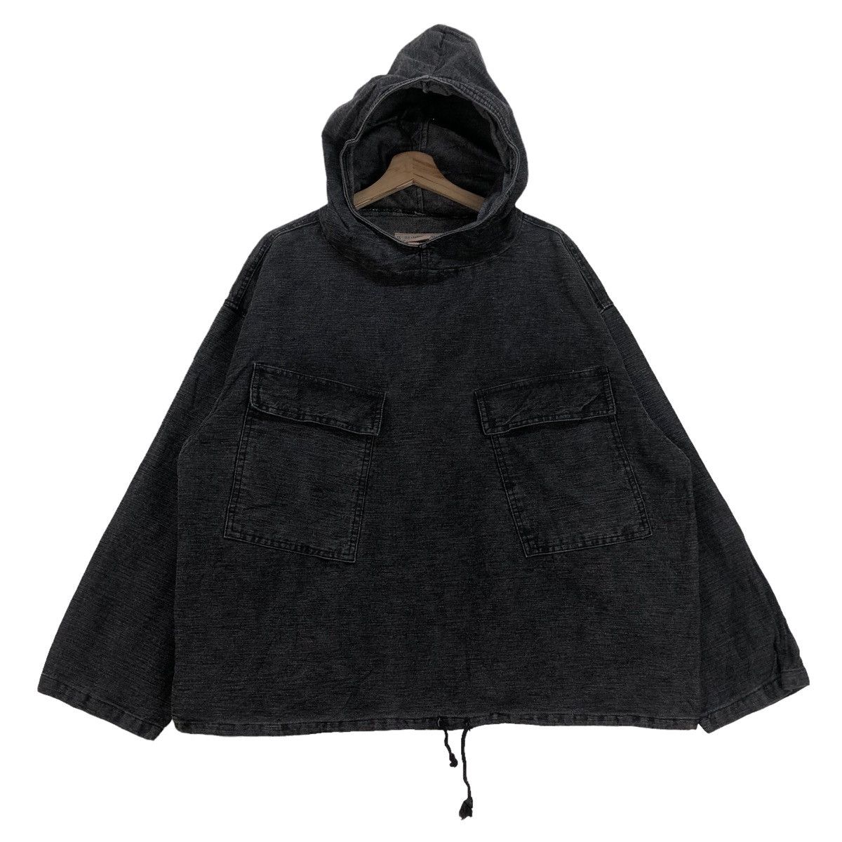 image of Vintage x Workers Japannese Brand Work Mrk Denim Double Pocket Anorak Jacket in Black (Size 2XL)