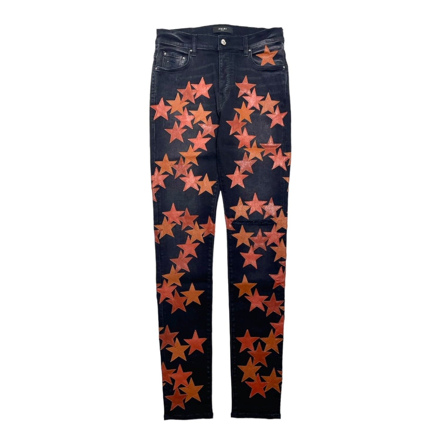 Amiri Amiri x Chemist Orange Leather Star Patch Jeans Aged Black Size US 32 / EU 48 - 1 Thumbnail