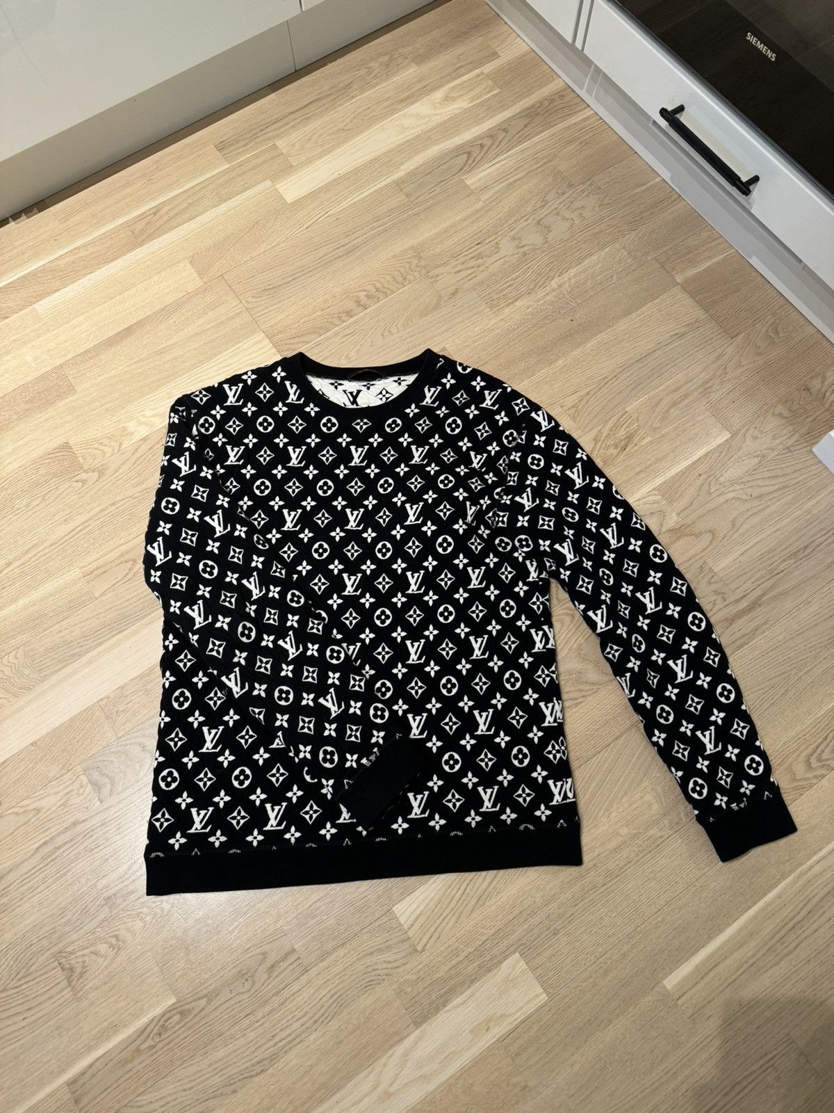 image of Louis Vuitton Monogram Crewneck in Black, Men's (Size XL)