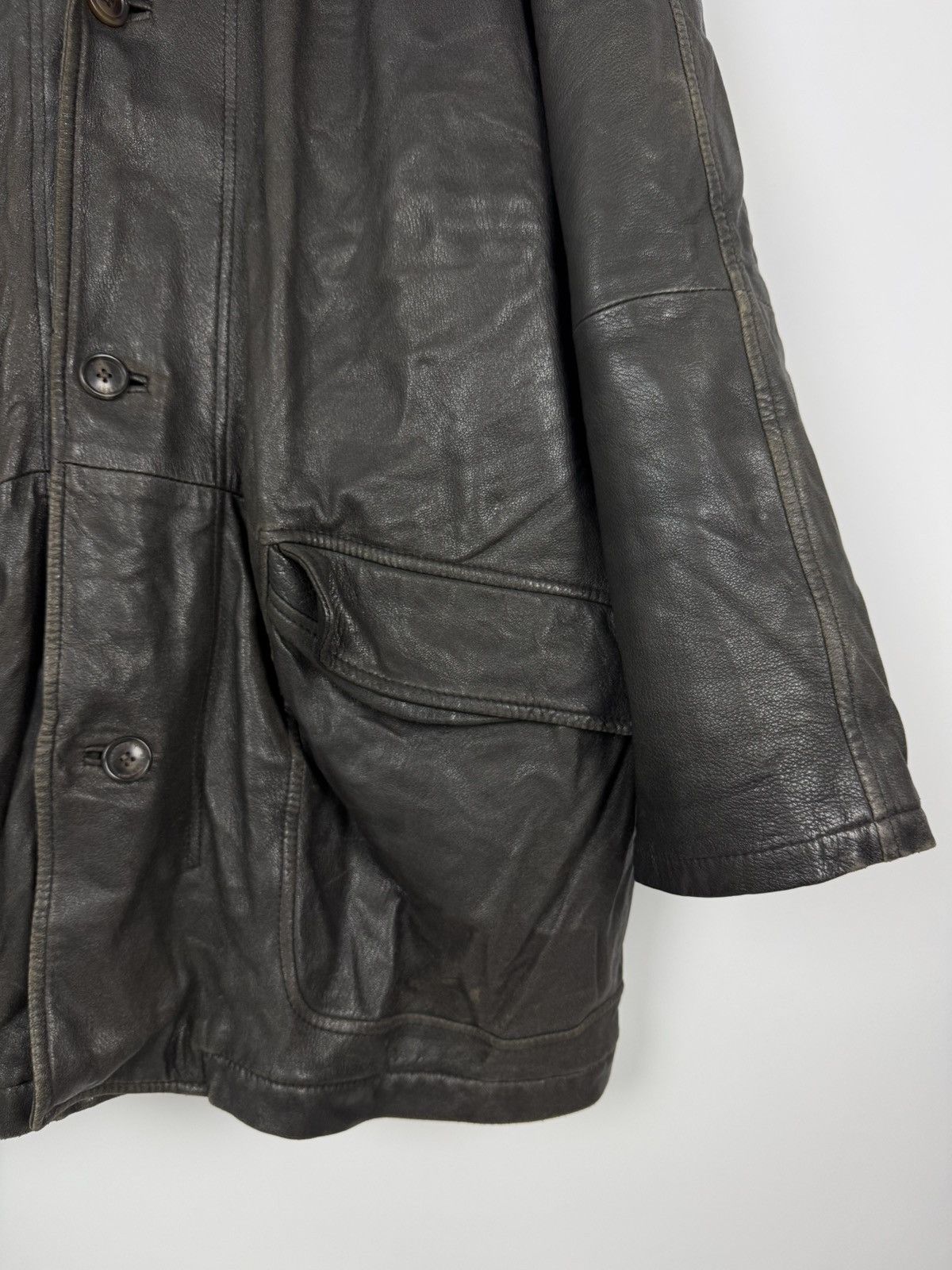 Burberry Vintage Distressed Burberry London Leather Coat Brown Jacket Size US L / EU 52-54 / 3 - 14 Thumbnail