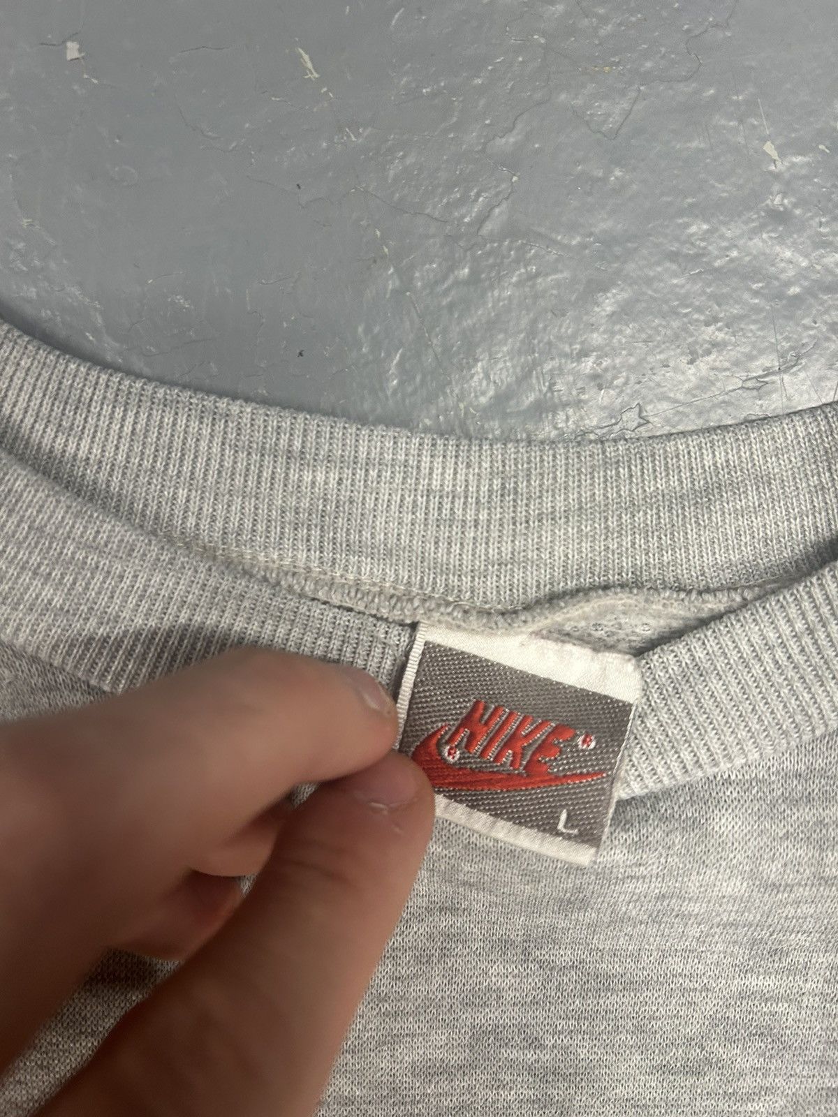 Nike × Vintage Crazy Vintage 80s Essential Grey Nike Logo Crewneck Travis Size US L / EU 52-54 / 3 - 3 Thumbnail