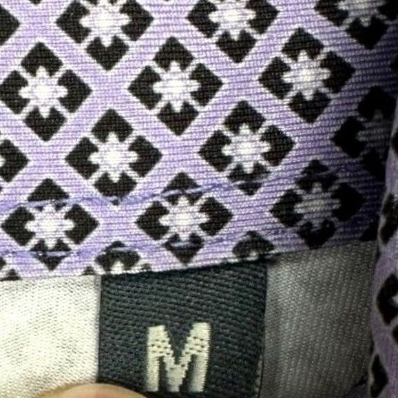 Vintage Turtleson Polo Shirt Mens Medium Purple Geometric Golf Short Sleeve Athletic Fit Cotton? Polyester Spandex? 45 Chest 29 Length Size US M / EU 48-50 / 2 - 4 Thumbnail