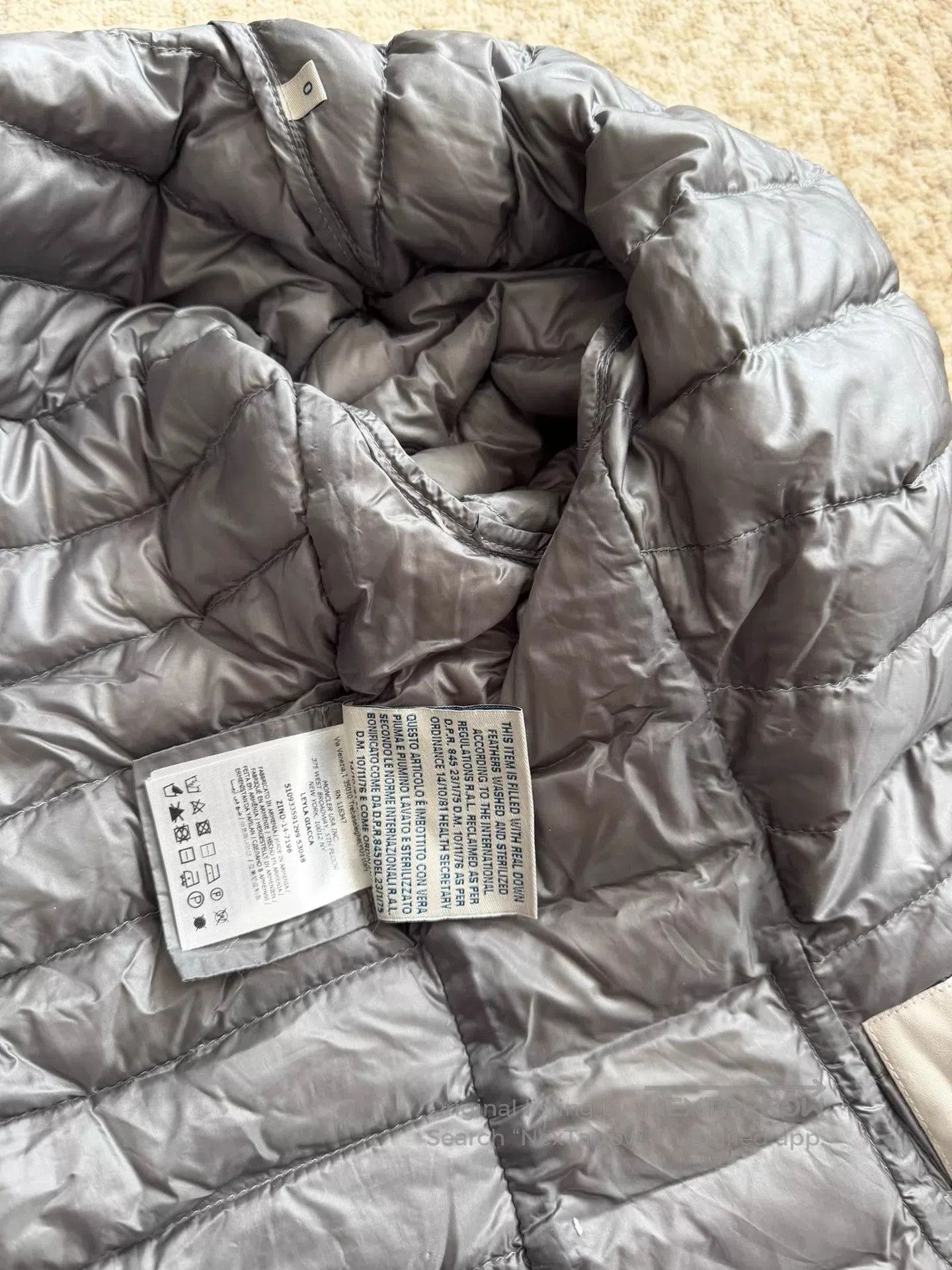 Moncler Gray Quilted Puffer Jacket with Button Closure. Size US XS / EU 42 / 0 - 6 Thumbnail