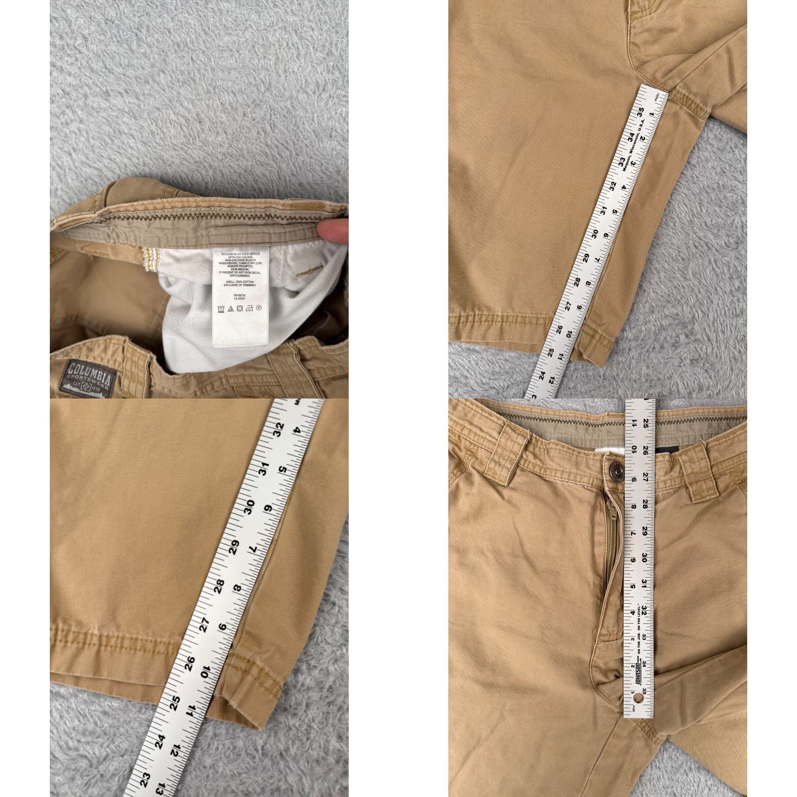 Vintage Columbia Men Shorts 30 Beige Chino 100% Cotton Duck Fabric Hiking Camping 30x11 Casual Travel Pockets Logo Size US 30 / EU 46 - 8 Thumbnail