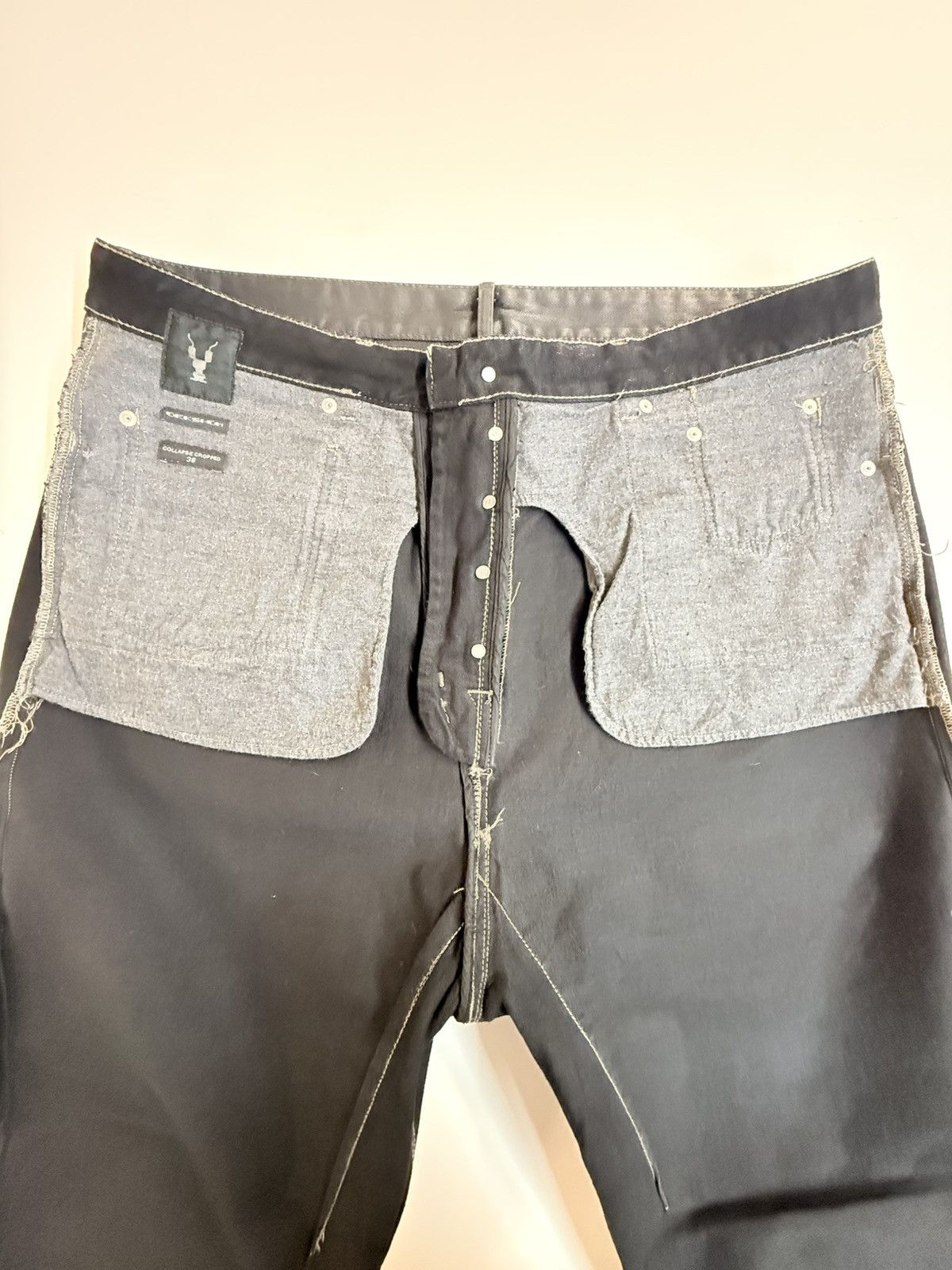 Rick Owens Drkshdw Rick Owens DRKSHDW "Collapse Cropped" Black Wax Jeans — 38 Size US 38 / EU 54 - 12 Thumbnail