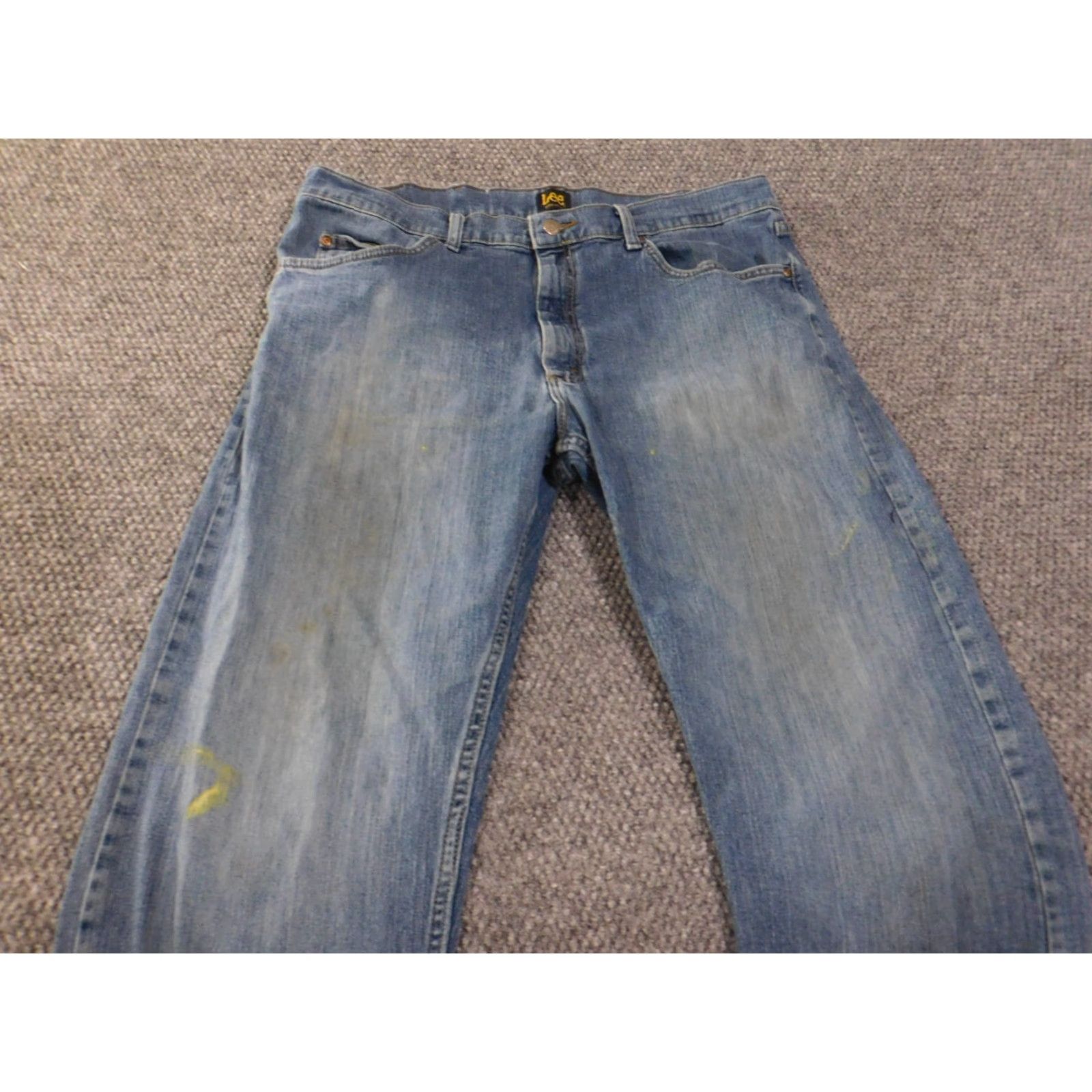 Lee Lee Jeans Mens 38x34 Blue Regular Fit Straight Medium Wash Denim 34 Inseam Regular Rise Mid Zip Pocket Zipper Cotton Denim American Stretch Jeans Mens Size US 38 / EU 54 - 4 Thumbnail