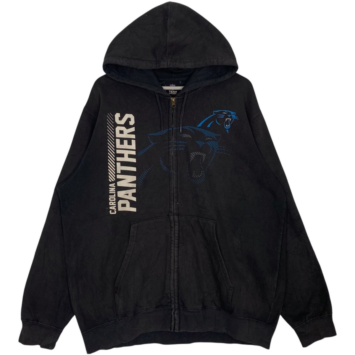 Vintage Carolina Panthers Full Zip Hoodie Sweater Black Sz L