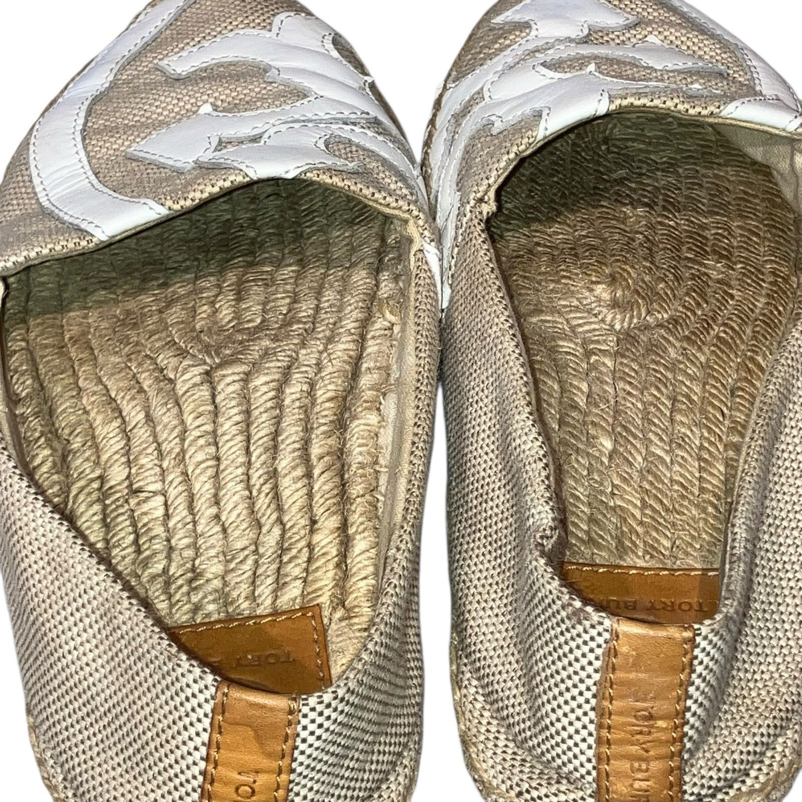Tory Burch Tory Burch Lonnie Tan & White Logo Espadrille Flat size 9.5 Size US 9.5 / IT 39.5 - 5 Thumbnail
