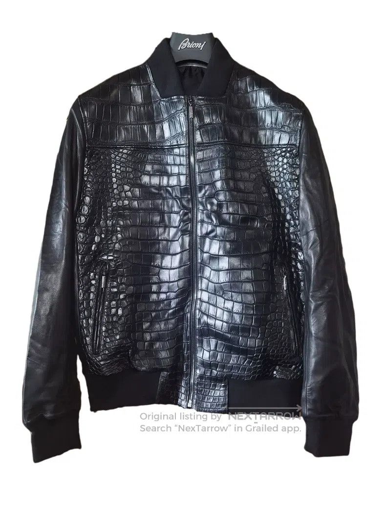 Brioni Brioni Crocodile leather patchwork pilot leather jacket Size US L / EU 52-54 / 3 - 1 Thumbnail