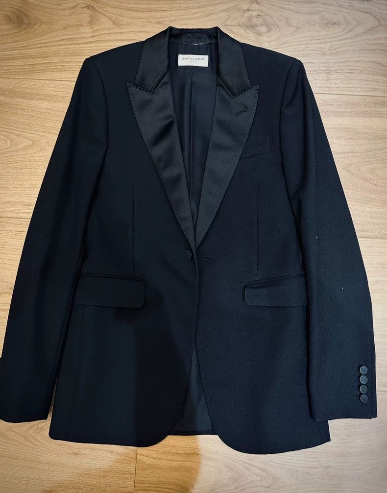 Saint Laurent Paris Elegant Black Smoking Jacket by Saint Laurent Size US XL / EU 56 / 4 - 1 Thumbnail