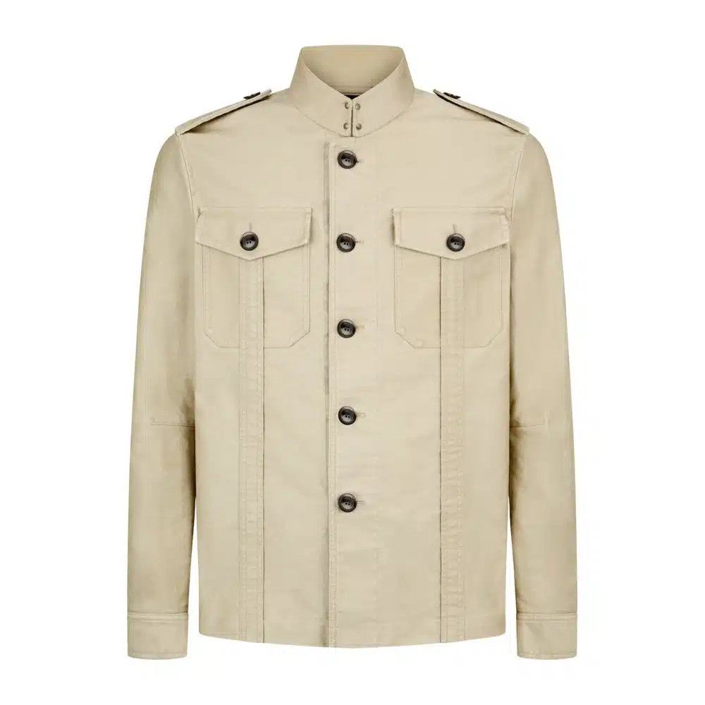 Tom Ford o1loc1c0925 OJS011 Stand Collar Outershirt in Beige Size US XL / EU 56 / 4 - 1 Thumbnail