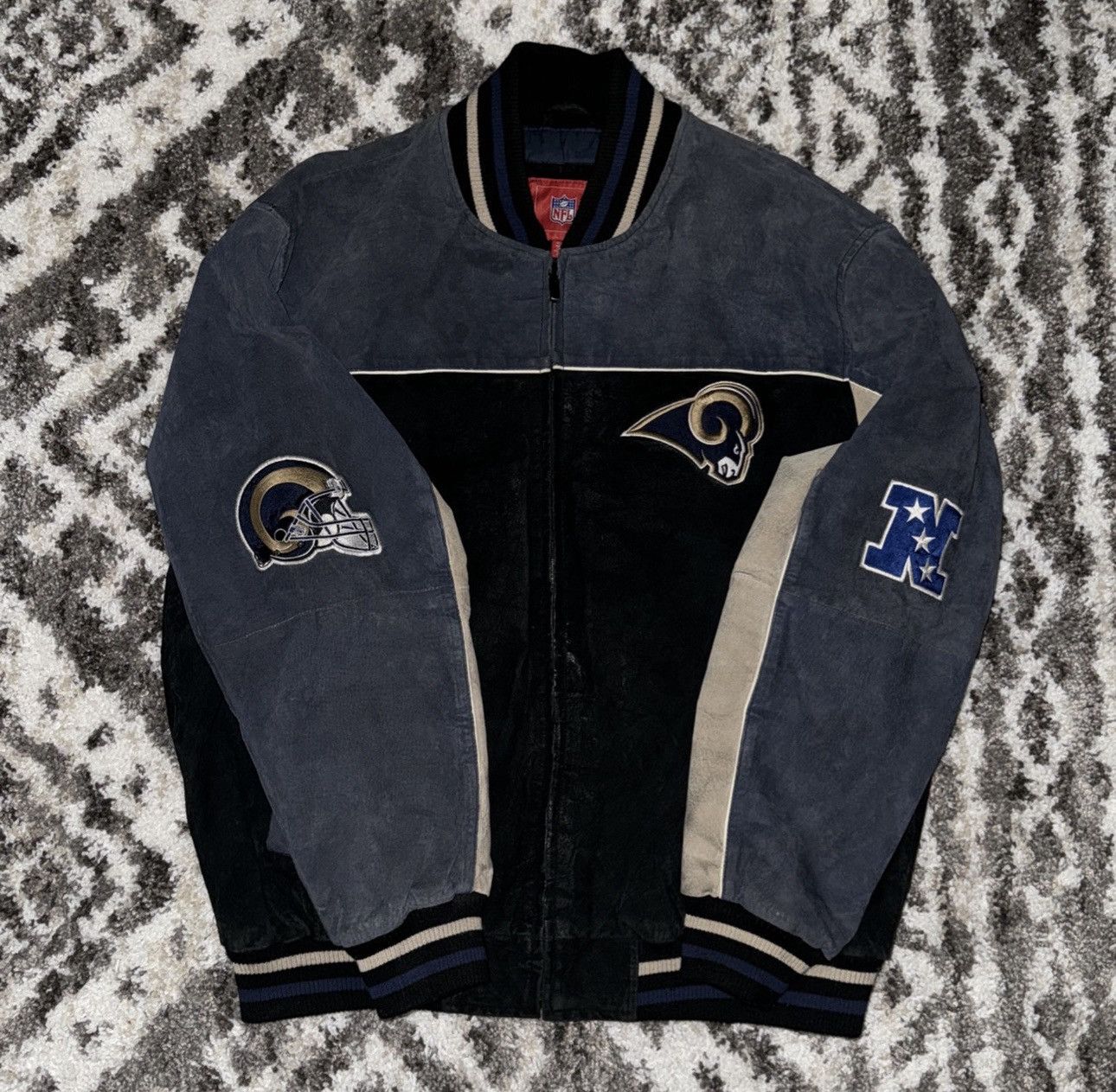 Image of Suede Nfl St Louis Rams Jacket in Blue, Men's (Size XL)