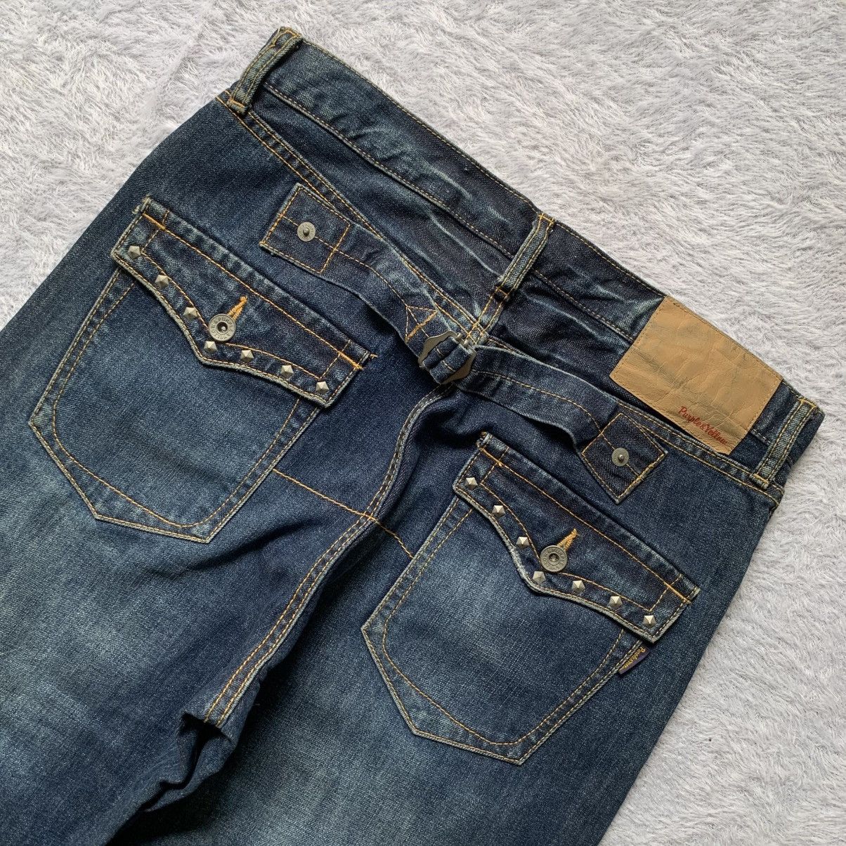 If Six Was Nine purple and yellow distressed double knee buckle back studded Size US 32 / EU 48 - 8 Thumbnail