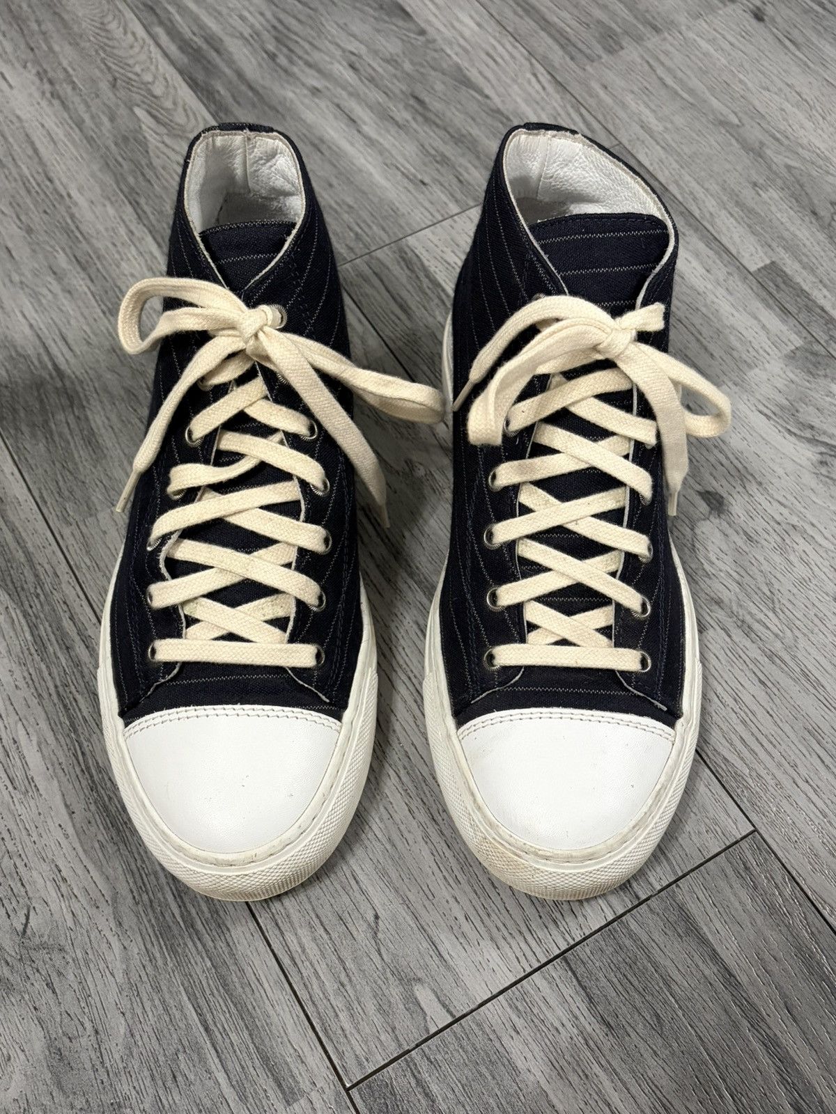 SOFIE D'HOORE Sofie D'Hoore Black High-Top Sneakers with Cream Laces Size US 10 / IT 40 - 2 Thumbnail